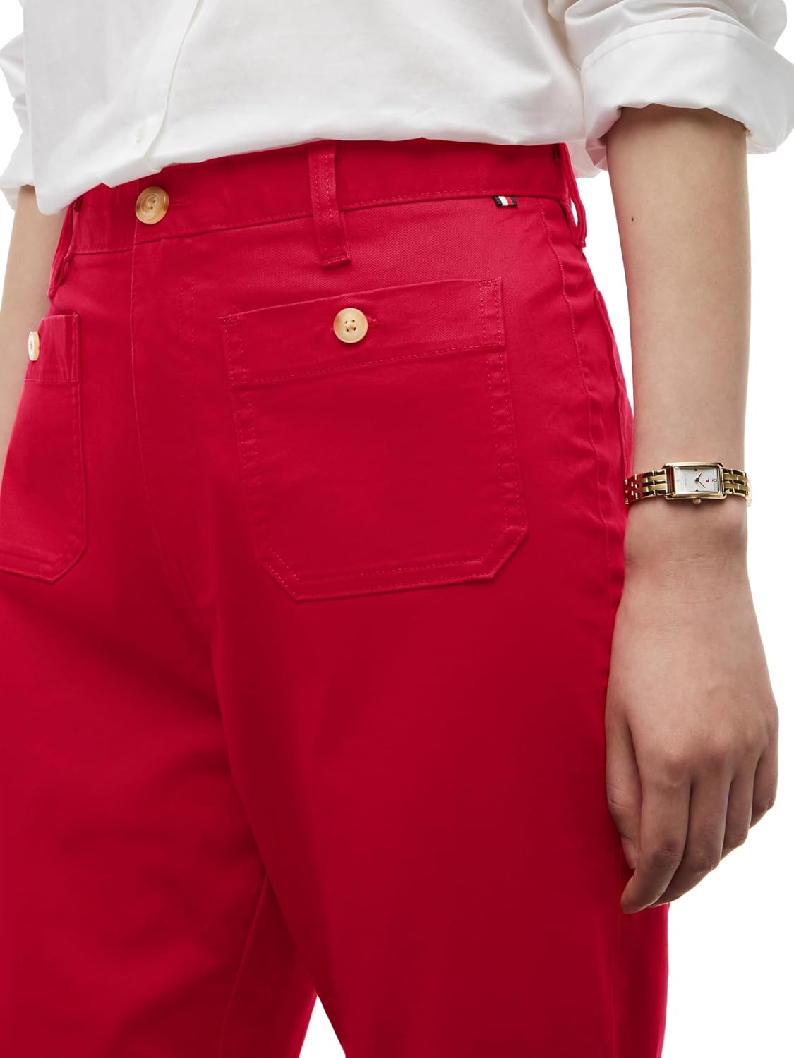 Tommy Hilfiger Women's Twill Straight Chino Pants with Stretch Mid Rise Ankle Pants