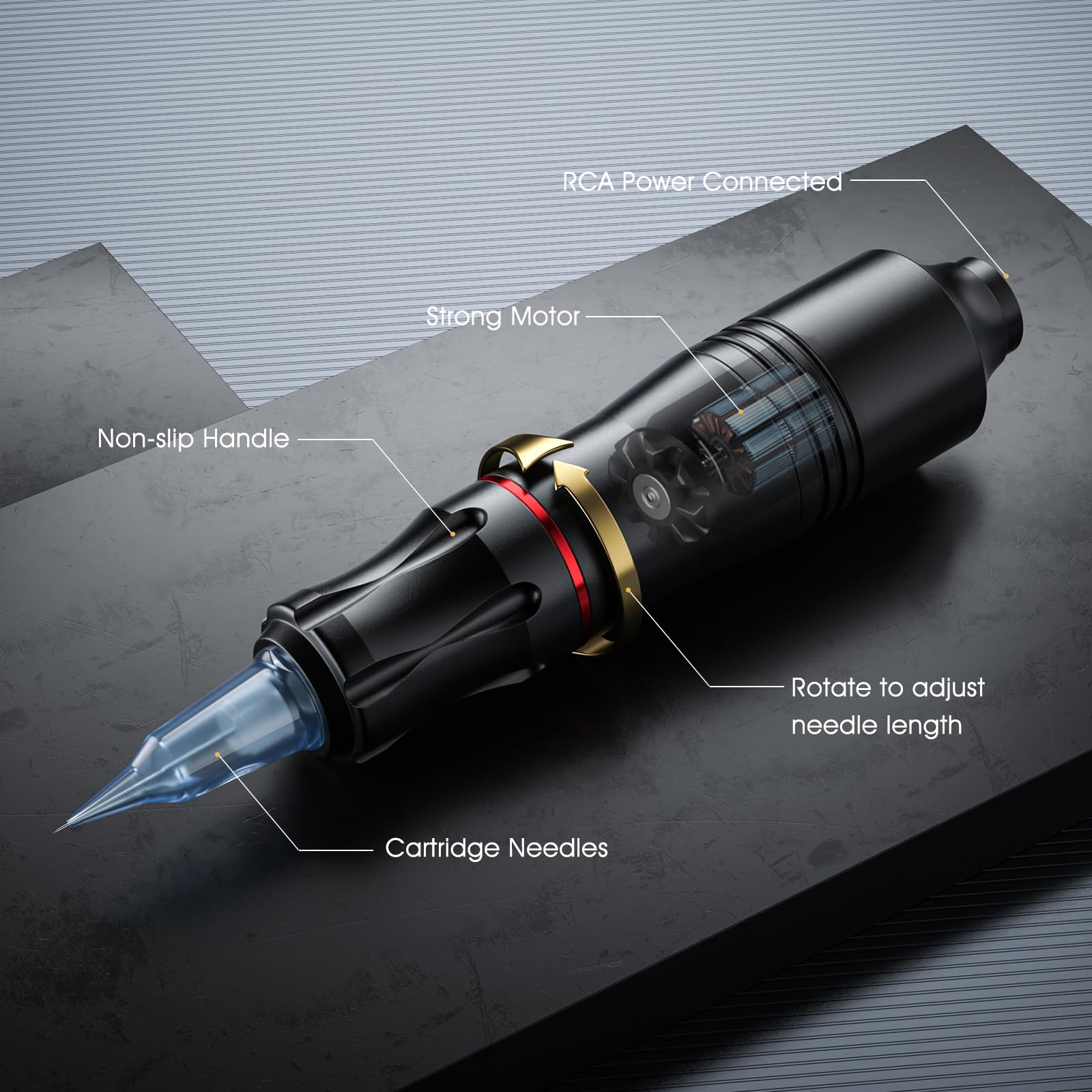 Biomaser Kit de Máquina Máquina de Conjunto Máquina de Inalámbrica 1500mAh Batería Rotativa Bolígrafo con 20 Piezas Aguja 10 Botellas de Tinta para Principiantes y Artistas