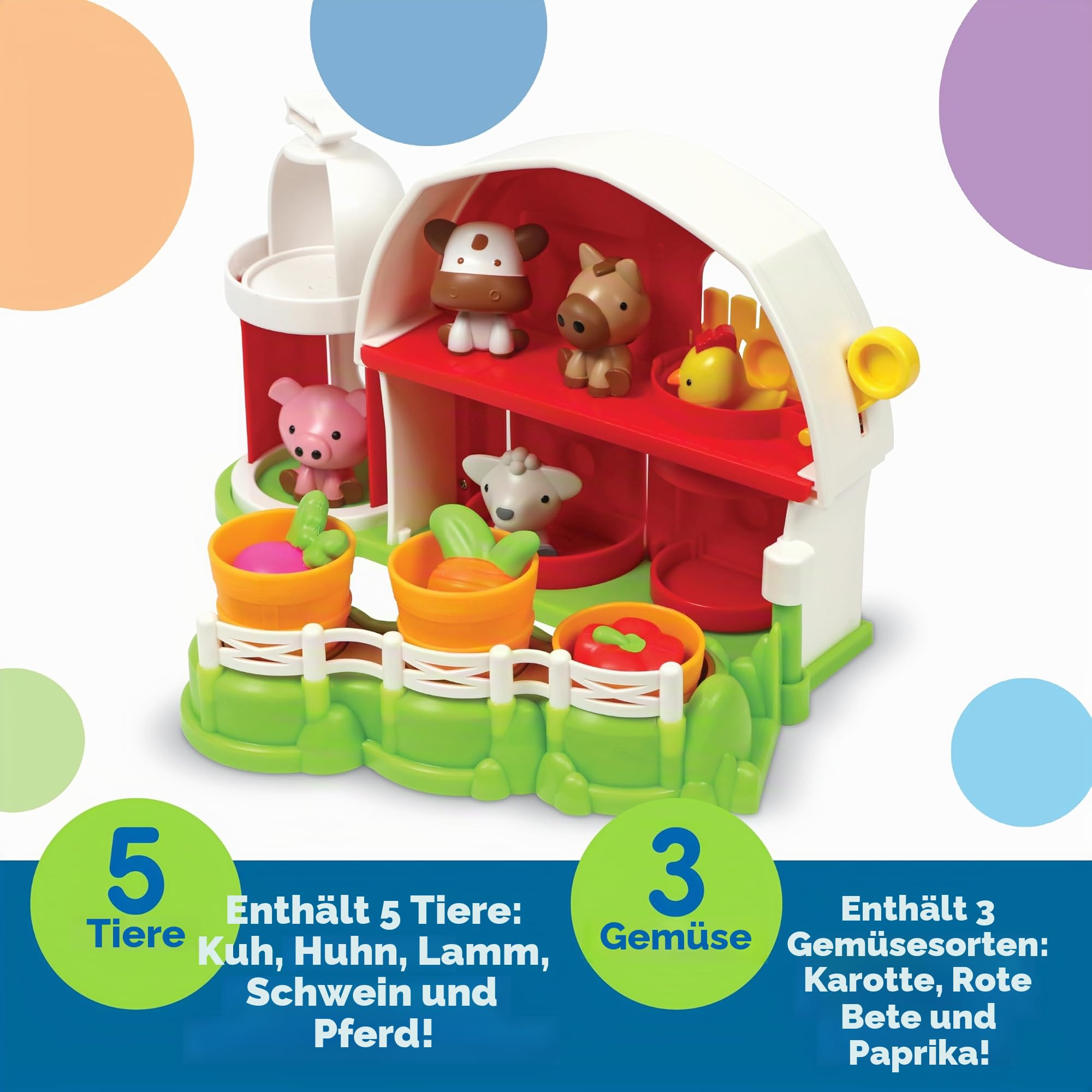 Learning Resources Guckguck Bauernhof-Spielset, Alter ab 18 Monaten, Bauernhof-Spielzeug für Kleinkinder, fantasievolles Spielset, Spielzeug für 2-jährige Jungen oder Mädchen