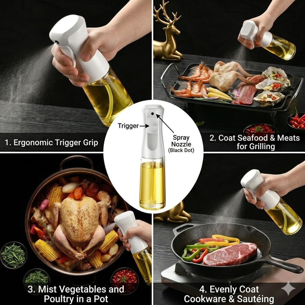Mist Spray Bottle, Clear Plastic Container with White Trigger Sprayer, Empty Refillable Dispenser
