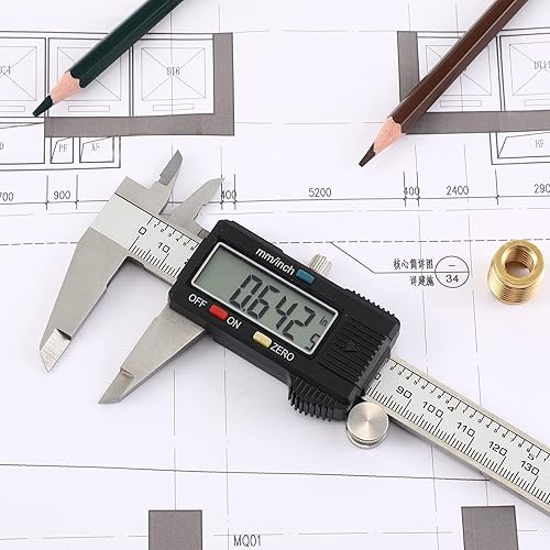 Miniatura 6 de Simhevn - Calibrador digital conversión de pulgadas y milímetros pantalla LCD herramienta de medición de 0 a 6 pulgadas apagado automático