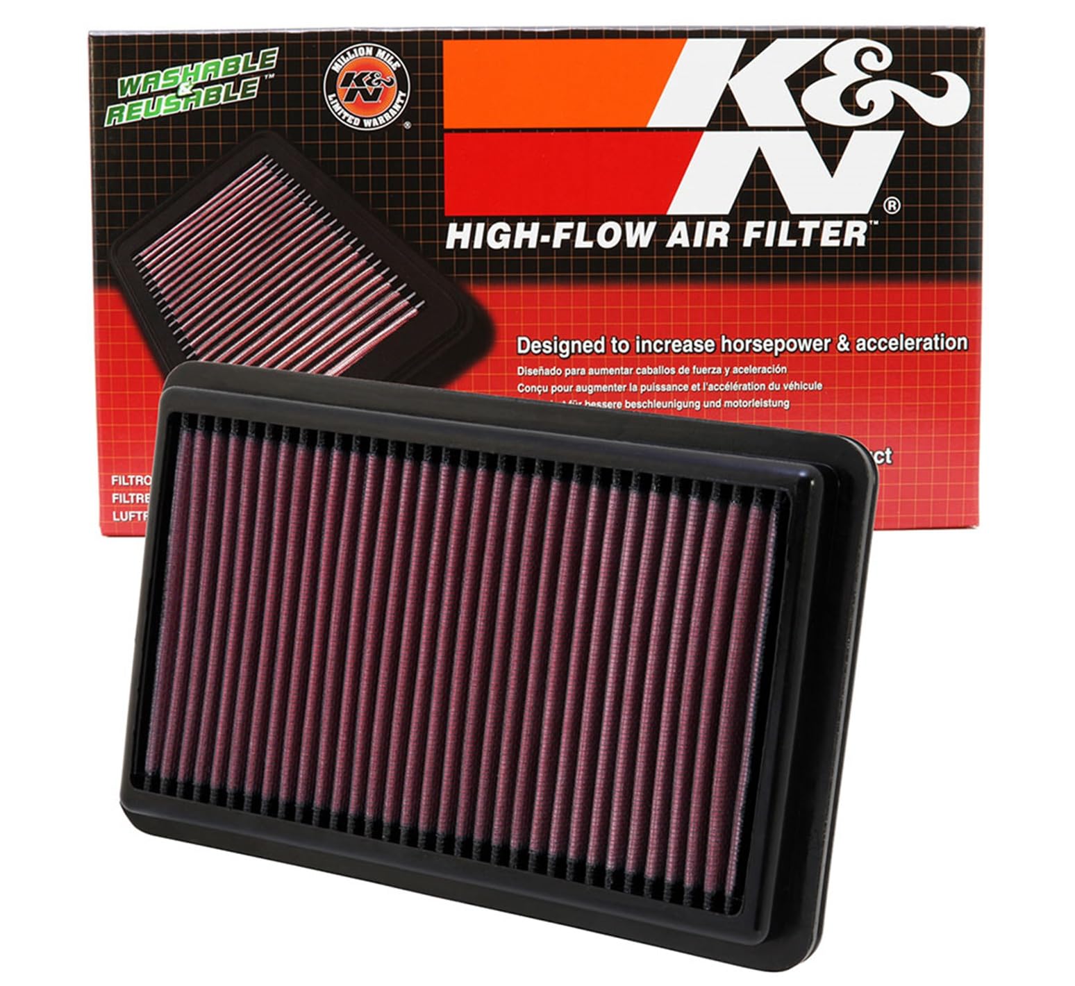 K&N 33-​2473 Voiture Filtre à Air de Remplacement, Lavable et Réutilisable