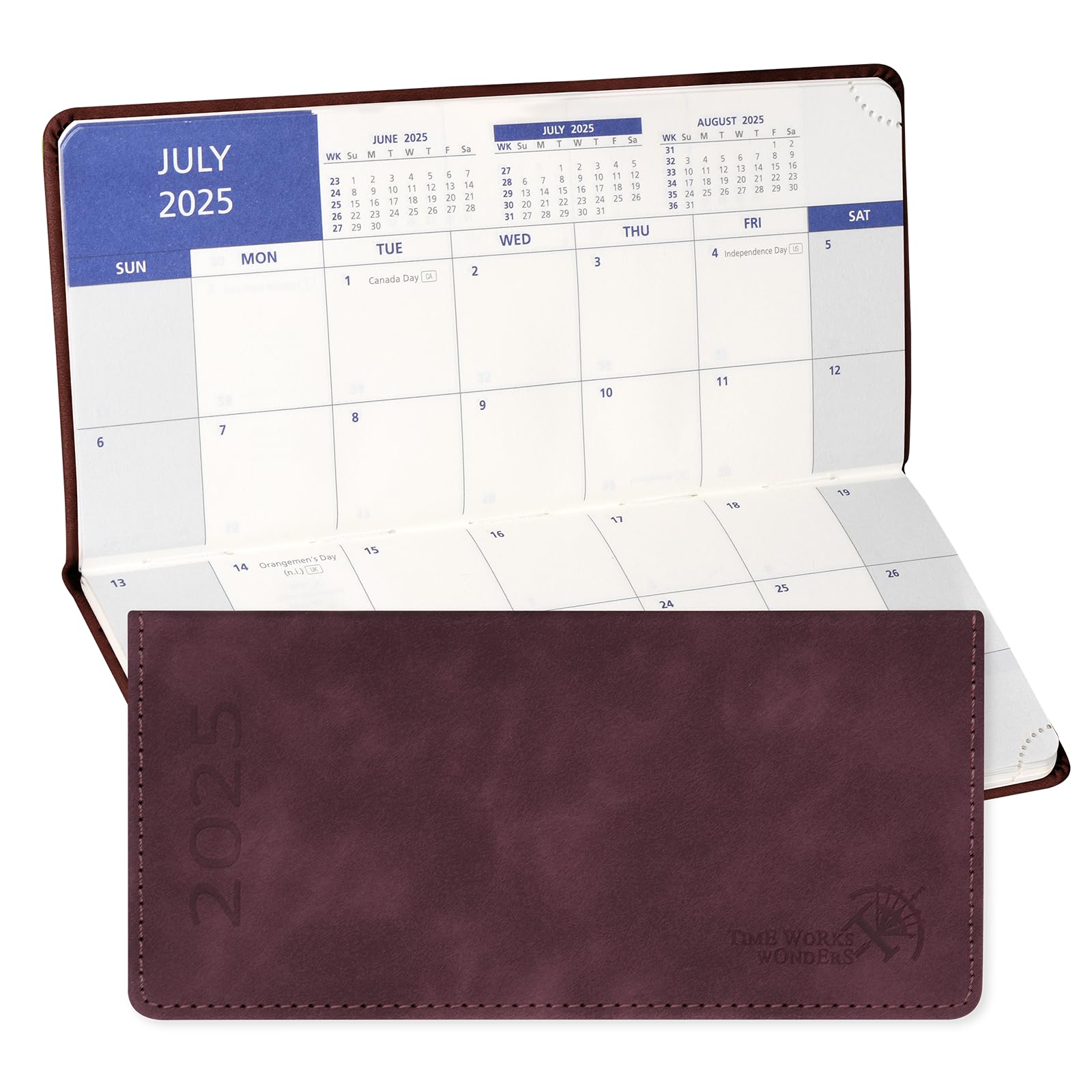 POPRUN Academic Pocket Diary 2025-2026 Slim (16.5x9 Cm) Week To View Spiral 17 Months (Aug'25 - View #4