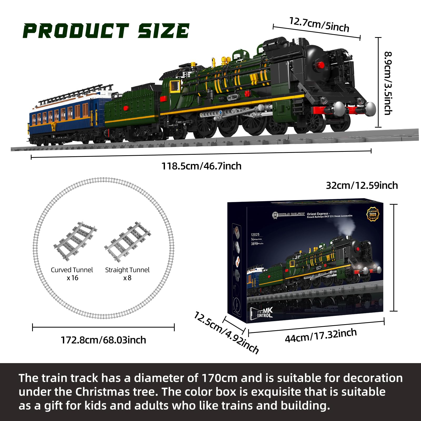 Mould King Technik Orient Express Dampflokomotive Bausatz | Ferngesteuert, LED-Beleuchtung, Für Erwachsene ab 14 Jahren, 3898 Teile