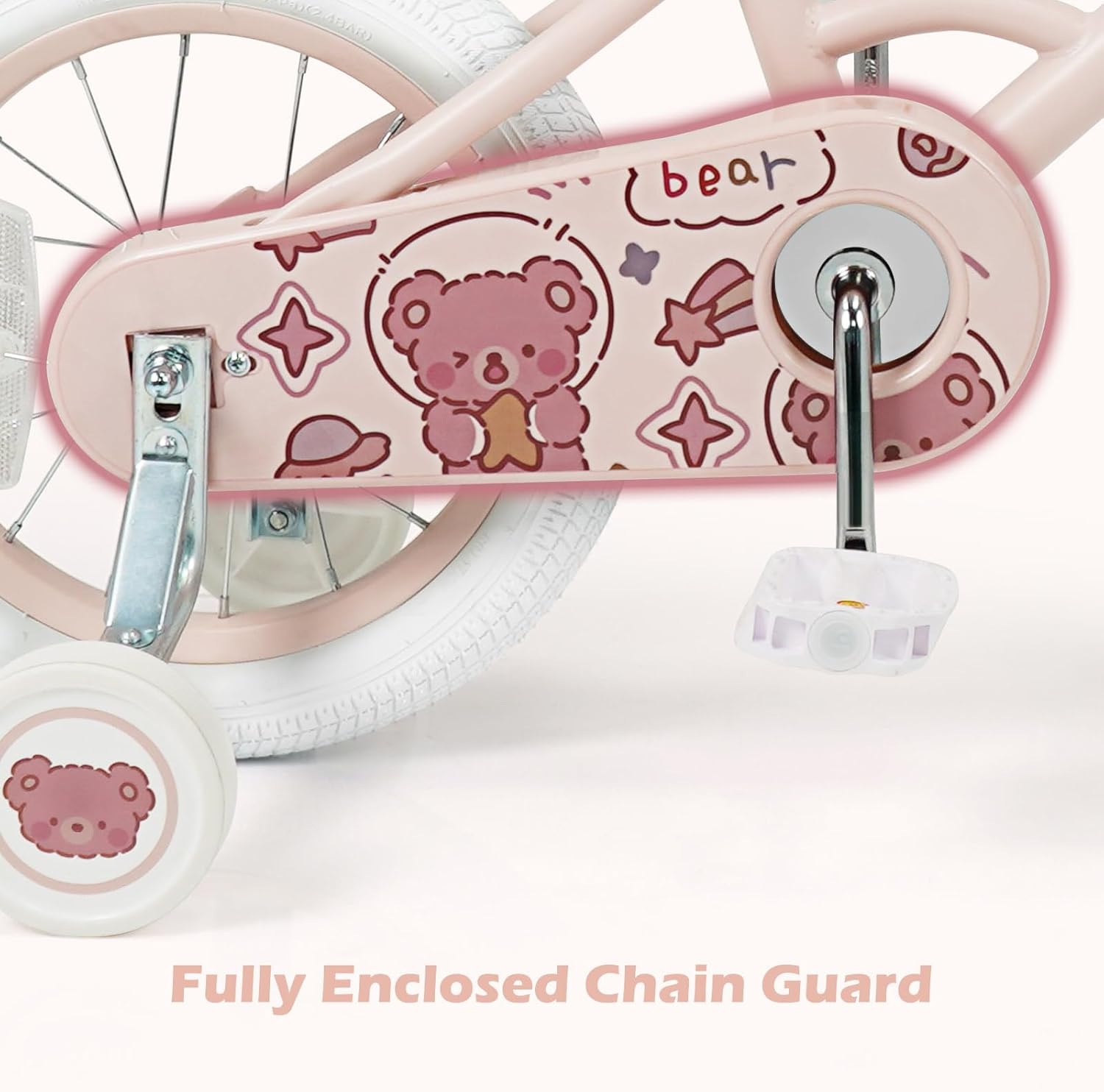 Olakids Kids Bike, 12 14 16 18 Inch Bear Themed Toddlers Bike with Training Wheels Adjustable Seat Handlebar Coaster Brake and Handbrake, Children's Bicycle for Boys Girls