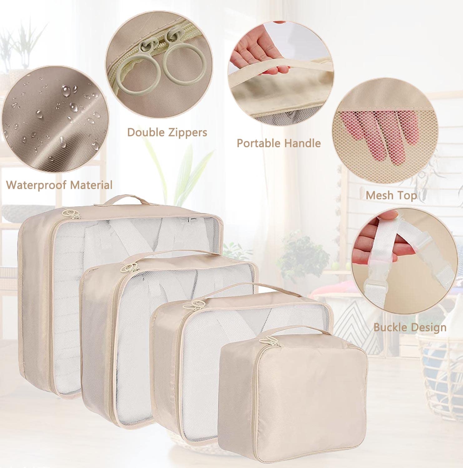 Ensemble De Sacs De Rangement Compressibles Trois Pièces Cube De Compression Organisateur De Bagages De Voyage Pliable Sac De Voyage Organisateur Noir-6 Pcs