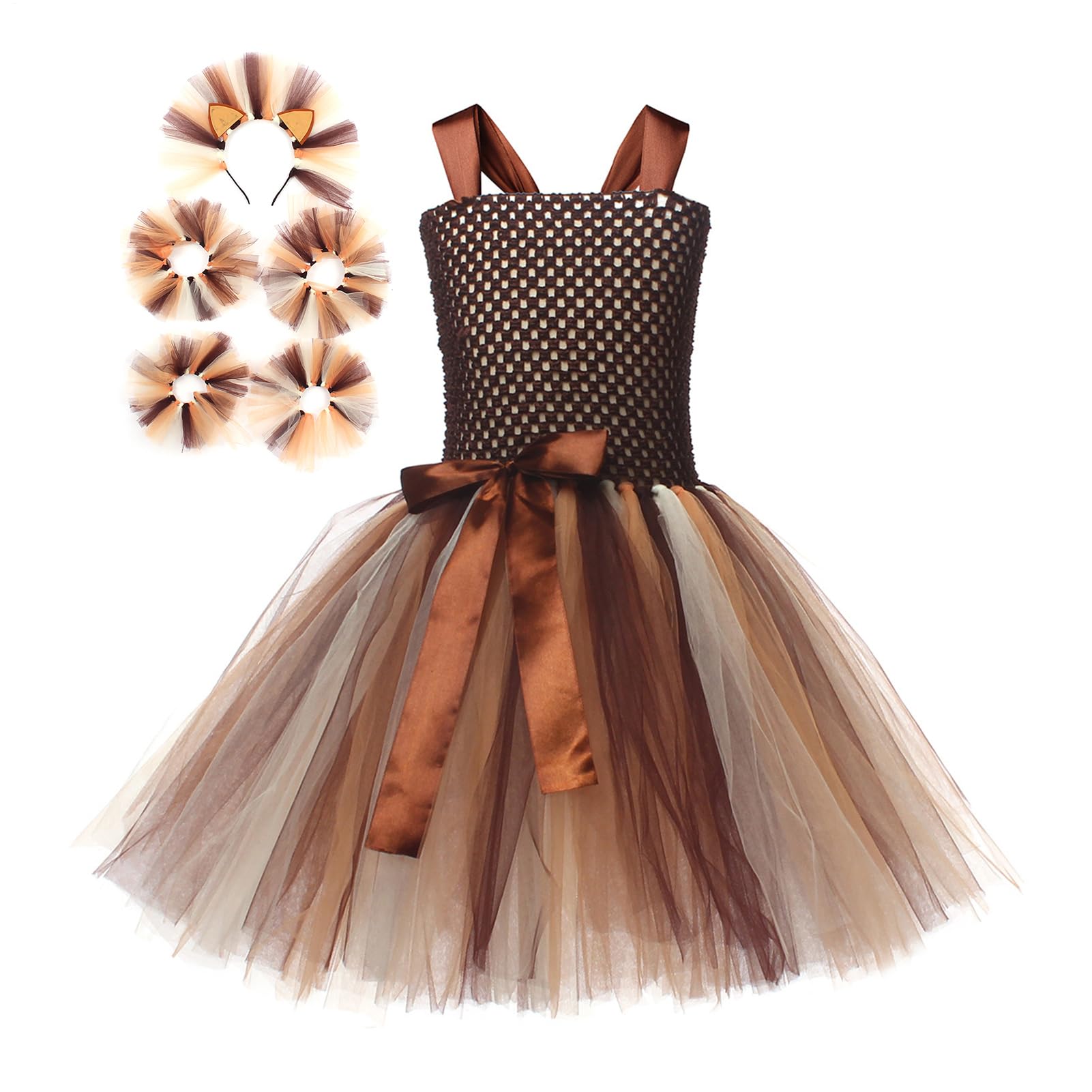 gjzje Lion Dress For Girls - Animal Costumes Lion Costume,Ballroom Dress, Masquerade Dresses With Adjustable Shoulder Strap For Children's Day, Halloween, Stage Performances