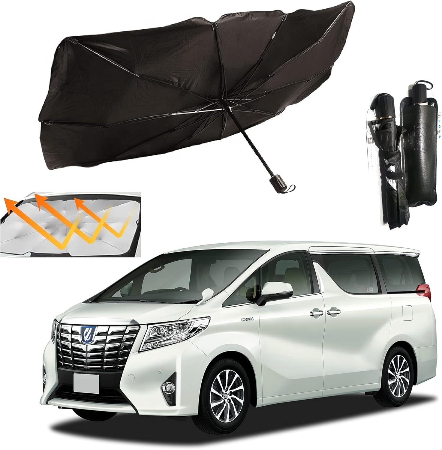 Glista 車用サンシェード フロント 傘型 サンシェード 傘式 車 車フロントシェード
