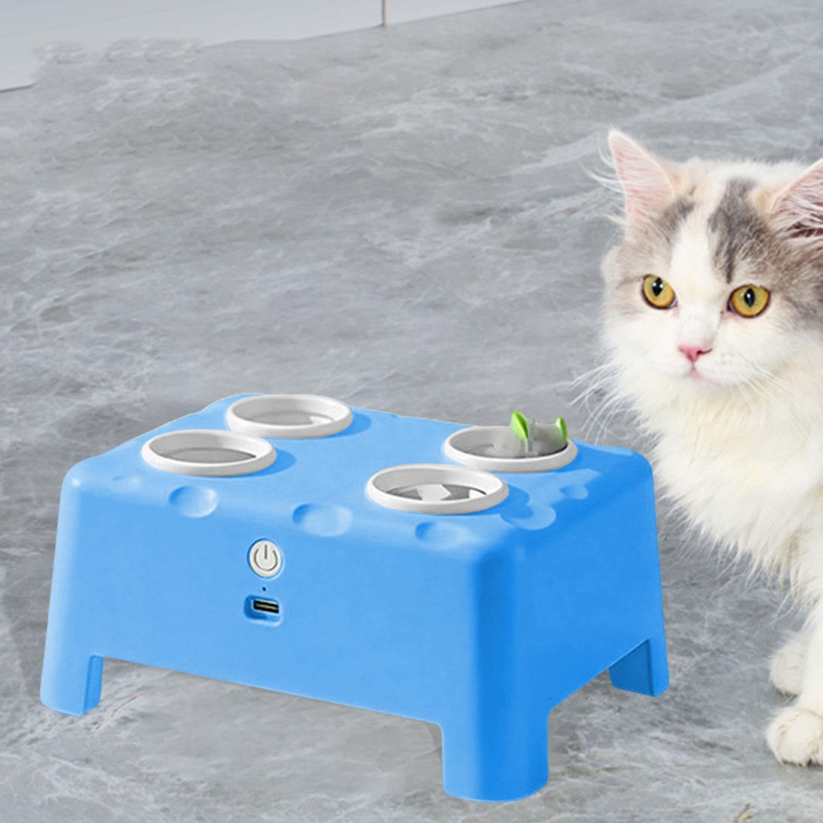 MagiDeal Jouet interactif électrique pour Chat, Compagnon Intelligent et Amusant, Fournitures pour Animaux de Compagnie, 3 Modes, par USB, Jouet, Bleu
