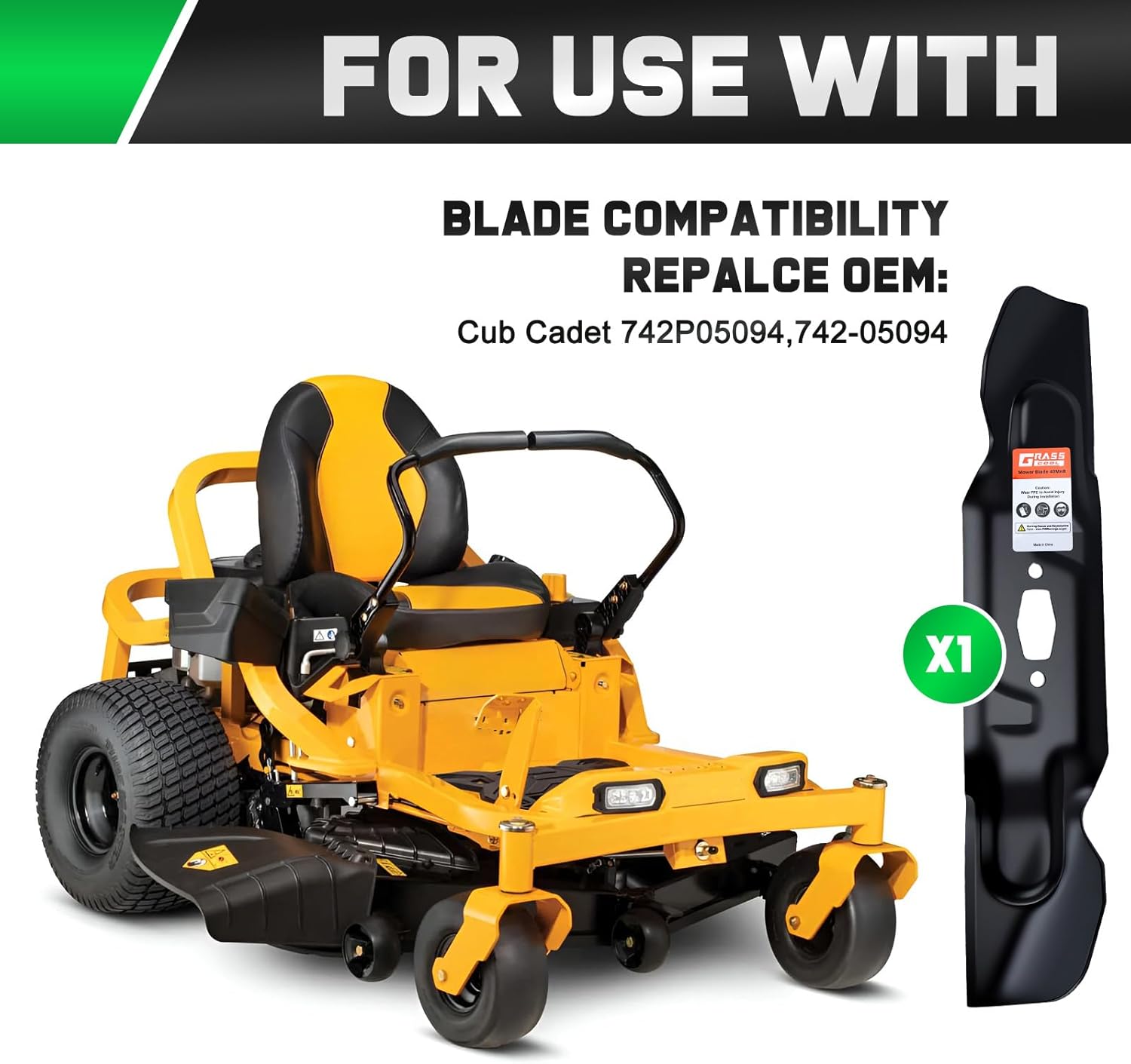 ZT1 50 High Lift Blades with S-Shaped Hole Compatible with Cub Cadet 742P05094 Ultima ZT1-50 ZT2-50 Enduro XT1-LT50 Zero Turn Mower Replace 742-05094 742P05094-3