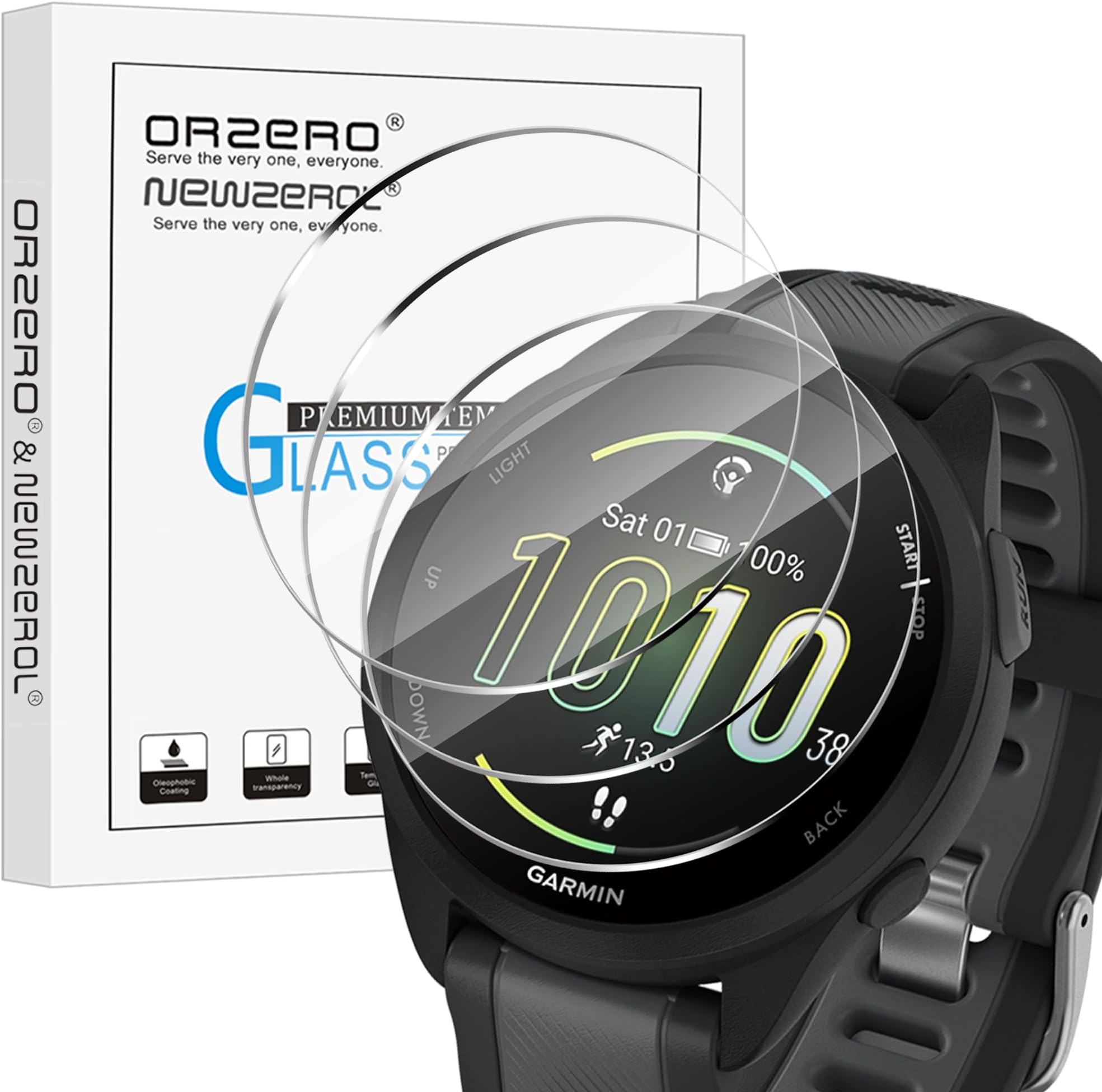 NEWZEROL 4 Packs Screen Protector for Garmin Forerunner 165/165 music, Anti Bubble Tempered Glass Protective Film Cover - Transparent