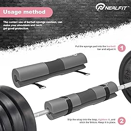 NEALFIT Barbell Pad Squat Pad for Squats-Squat Bar Pad-Great for Weightlifting,Lunges and Hip Thrusts-Foam Sponge Pad-Fit Standard and Olympic Bars Perfectly (Grey)