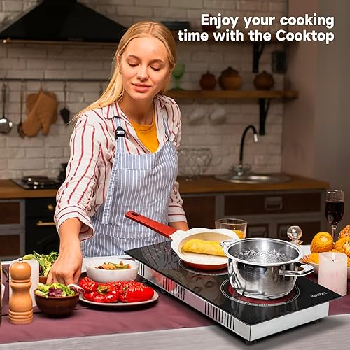 Miniatura 7 de Cocina eléctrica de doble quemador enchufable de 2000 W, 110 V  120 V, estufa eléctrica de 2 quemadores para cocinar, estufa de cocina de 110