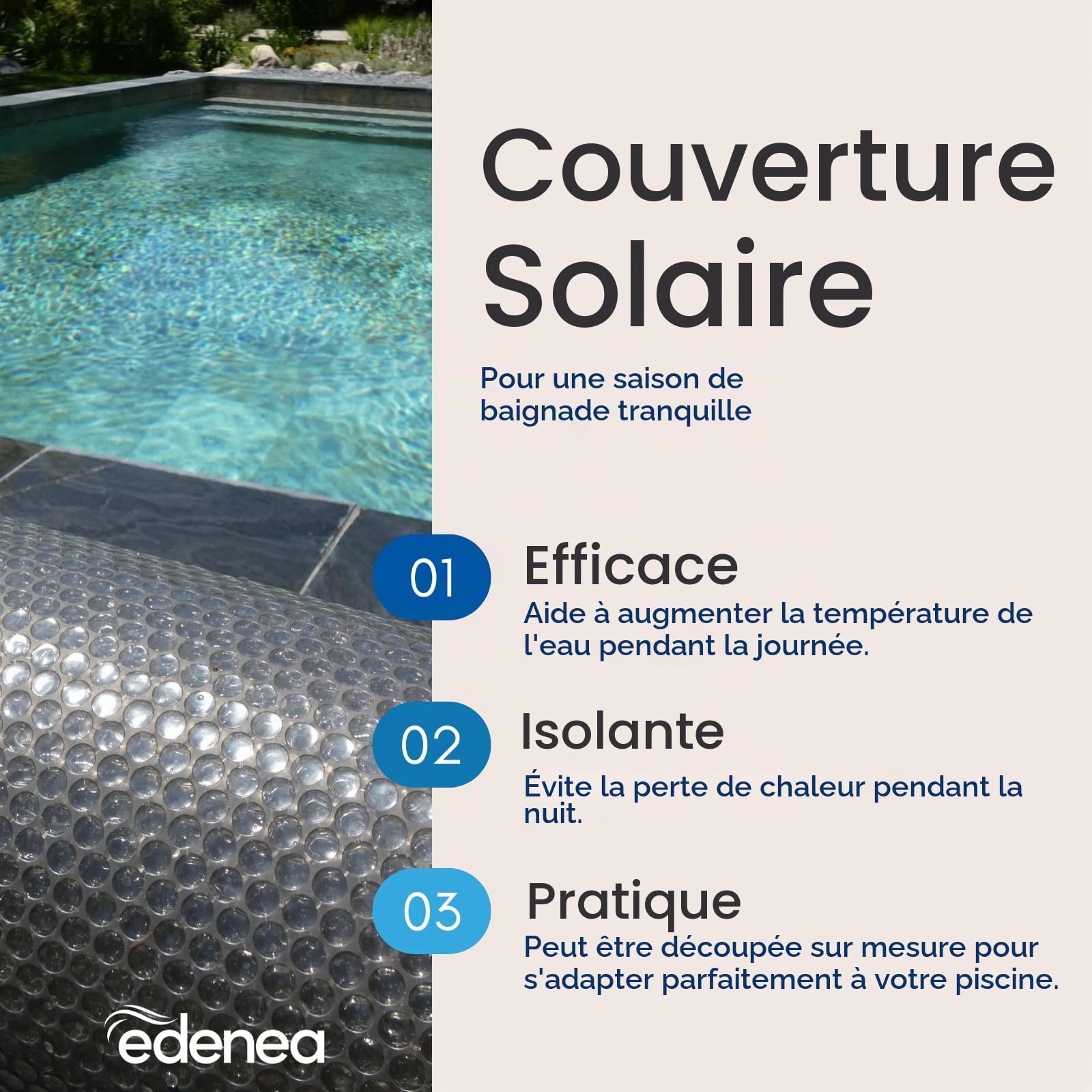 Bâche Solaire Piscine - Gris Silver - Rectangle - Epaisseur 350 Microns Haute Performance-Œillets Offerts-Idéale Piscine Hors Sol et Enterrée - Bache Piscine Solaire Bulles 4 x 2 m