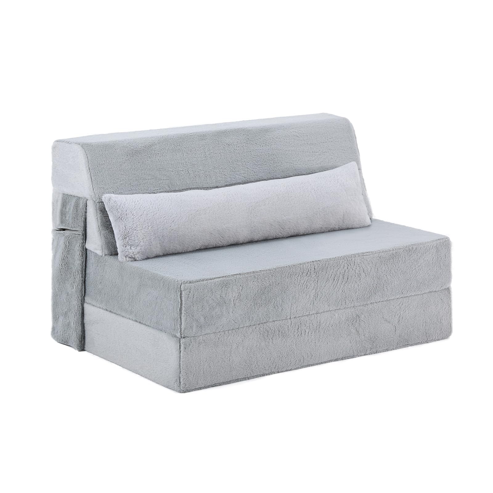 SESHINELL Folding Sofa Bed with Pillow, 4-in-1 Floor Couch Sleeper Chair, Fold Out Guest Mattress Chair Bed with Side Pocket, Boneless Couch for Living Room, Dorm, Home Office, 97X200X15.5CM, Grey — image 1