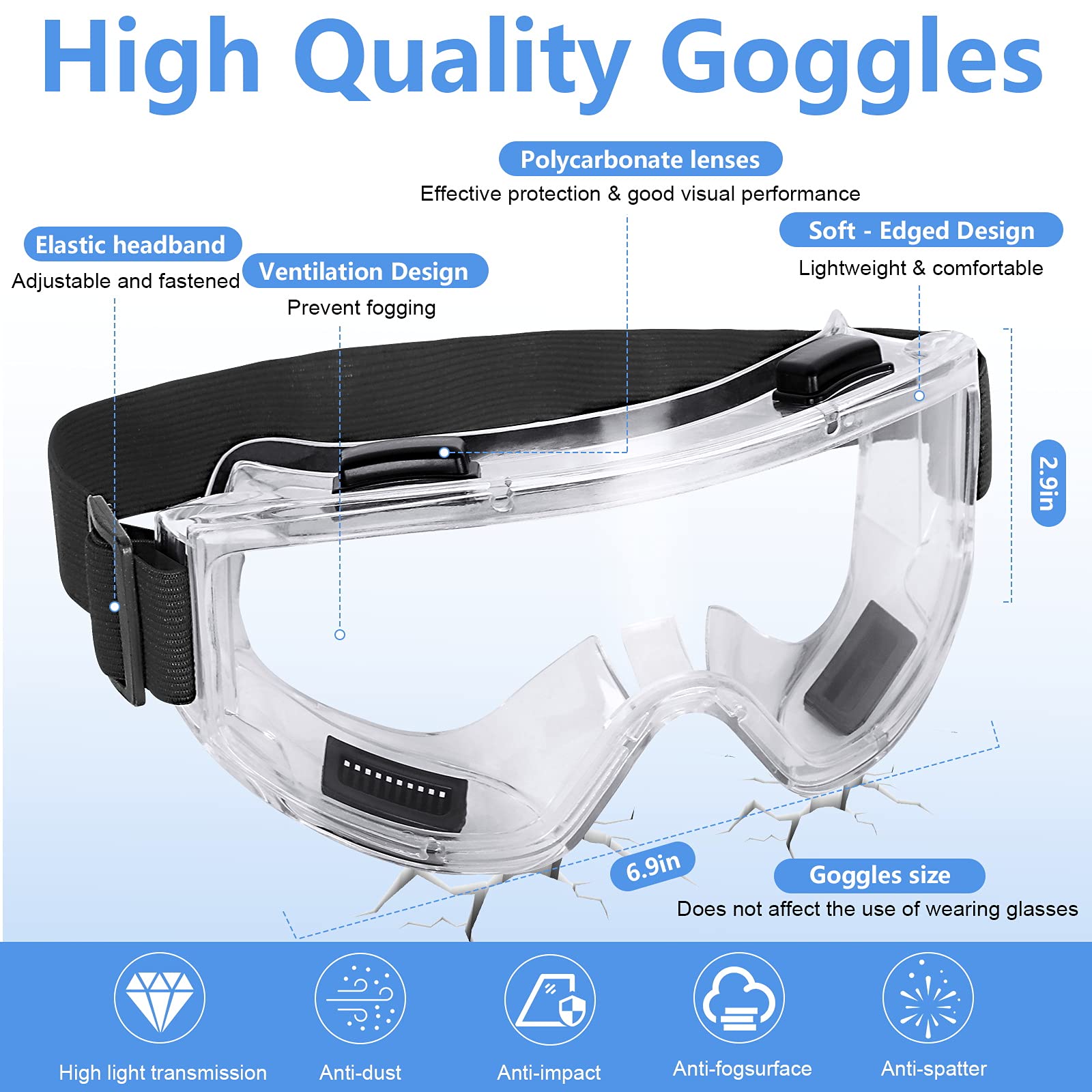 Reusable Half Facepiece Cover Set w/Safety Goggles & Filters Against Dust Organic Vapors Gas Pollen Chemicals Suitable for Painting Spraying Sanding Welding Woodworking Epoxy Resin & Other Protection - Image 6 thumbnail