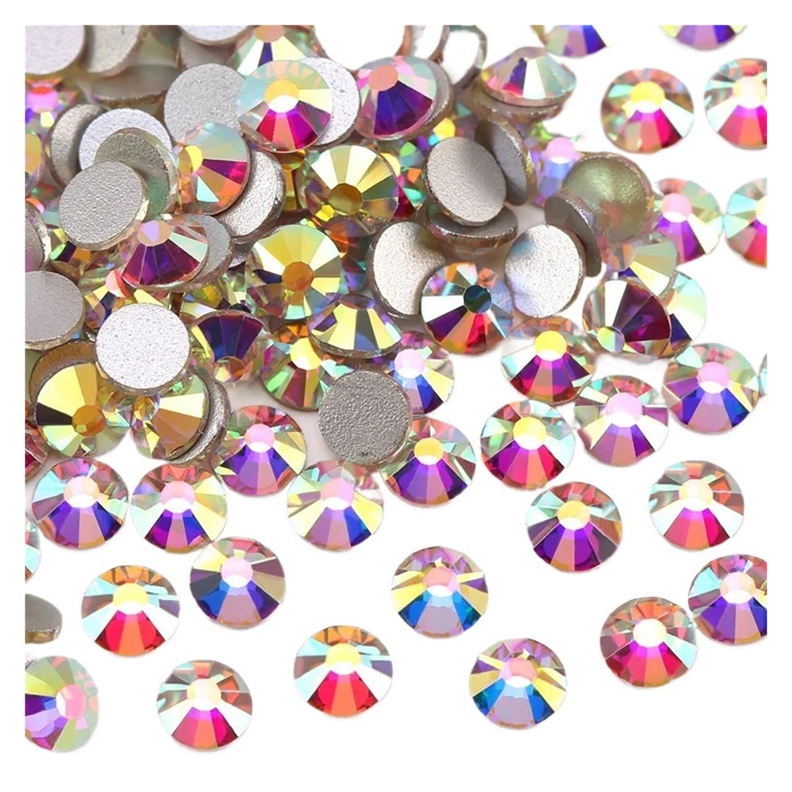 Piedras De Strass Hotfix Piedras de imitación con brillantina, cristal AB, sin fijación en caliente, parte trasera plana, for costura y telas, for prendas, decoración uñas(SS30-288PCS)