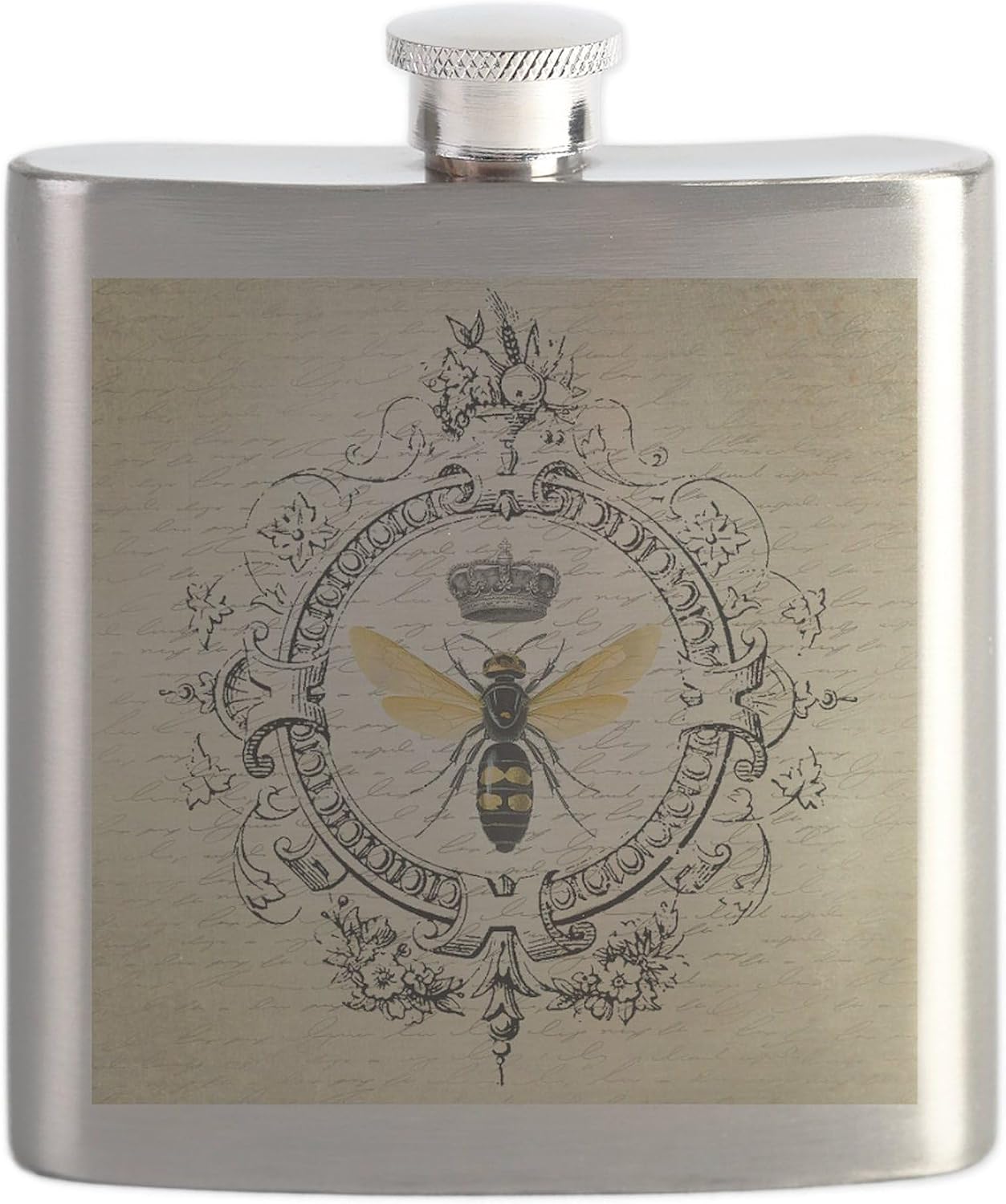 CafePress Vintage French Queen Bee Flask 7 oz Stainless Steel Drinking Flask