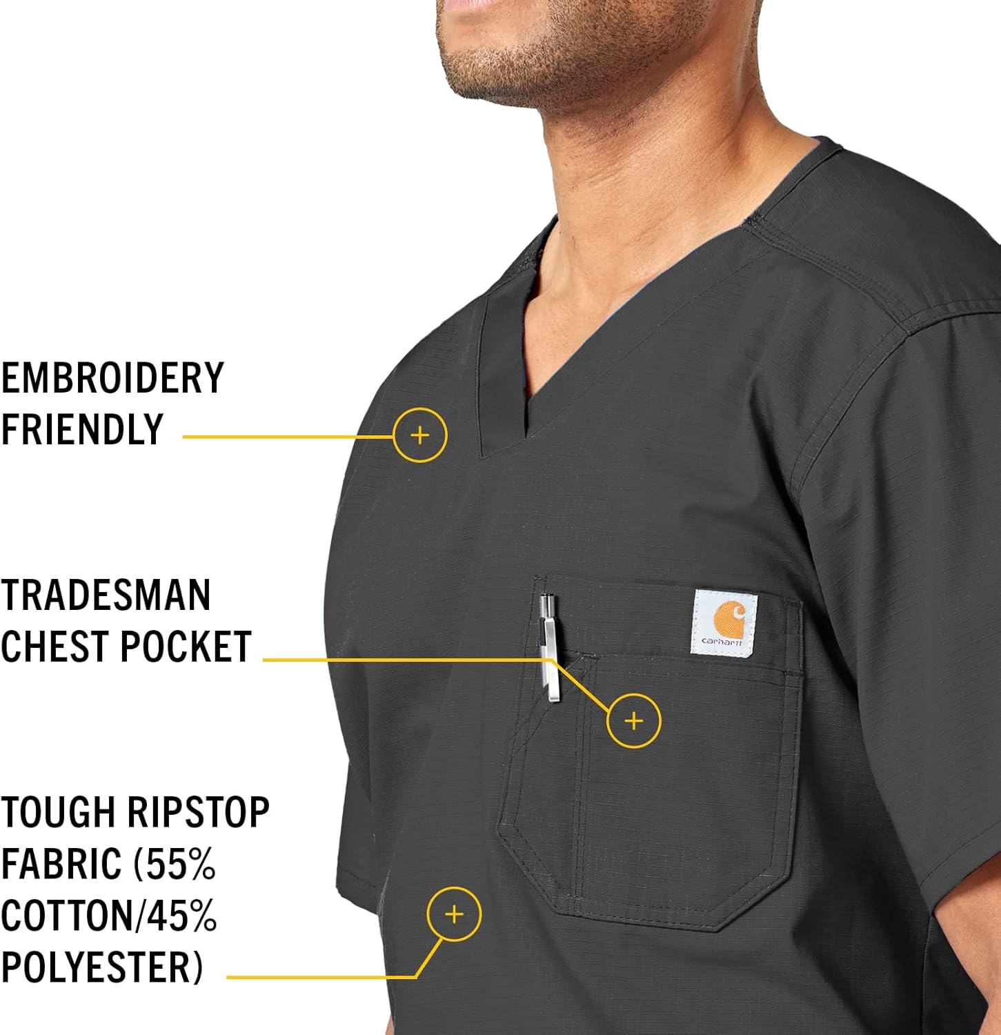 Carhartt Ripstop & Sub-Scrubs Scrubs for Men, Utility Scrub Tops - Image 4