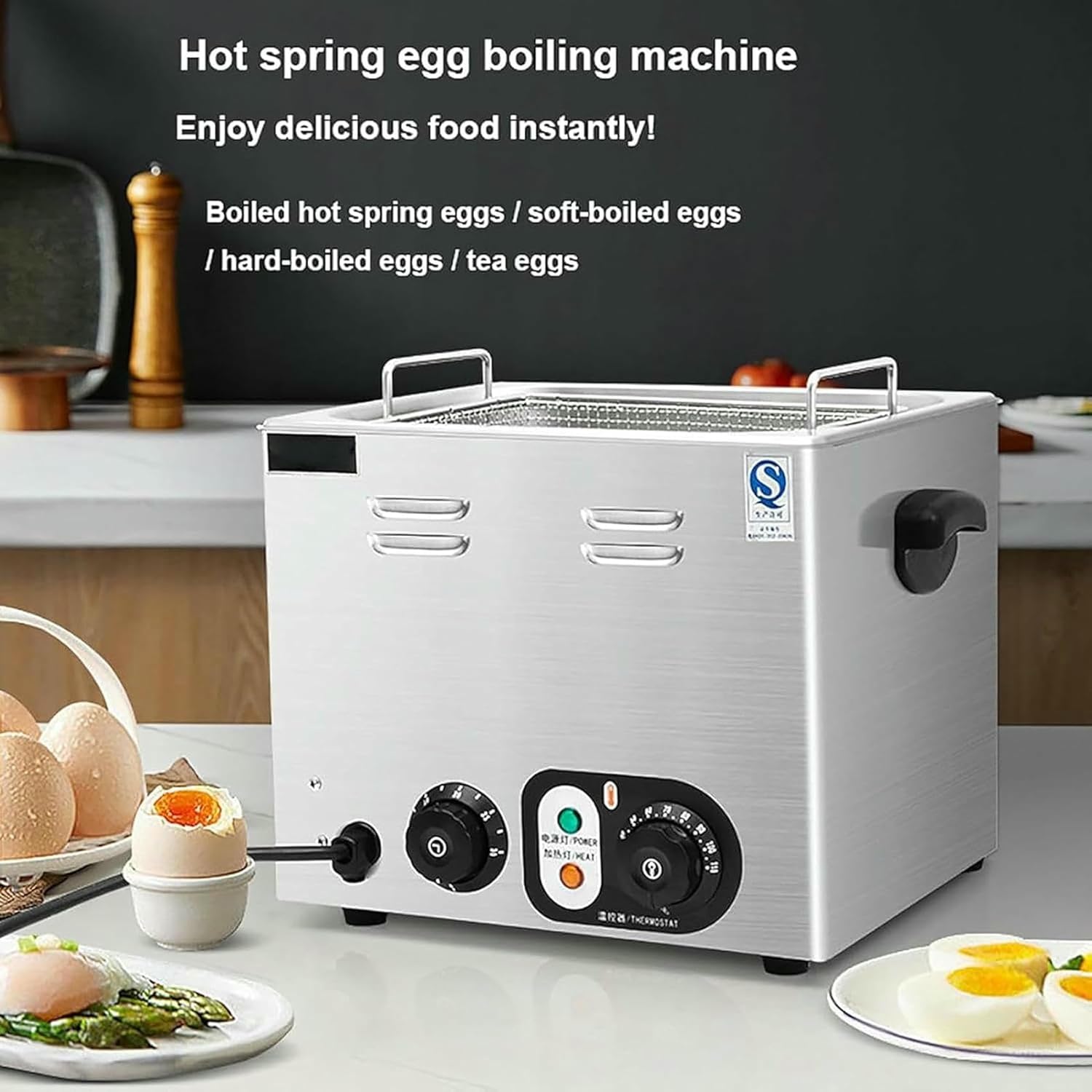2600 W Commercial Egg Cooking, Capacity For 60 Eggs, Tempde 30-110 ° C Control, 0 To 60-Minute Timer, Water Passed By Water, Hard Eggs And Eggs To Prepare Te ~/