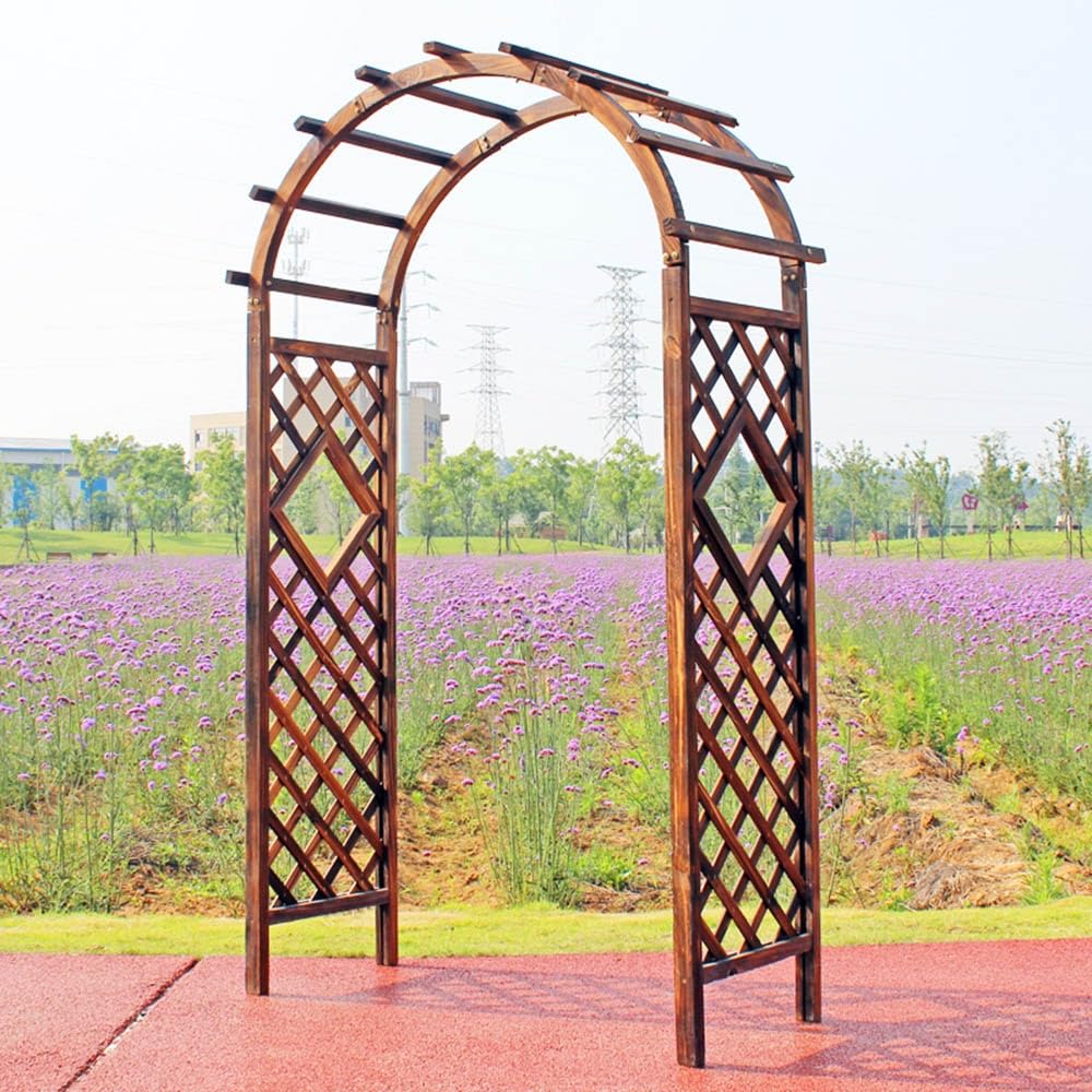 Wytrzymały drewniany łuk ogrodowy, brązowy/biały, pergola ślubna, róża, bardzo szeroka, 120 cm - wsparcie na zewnątrz dla kwiatów, roślin i winorośli