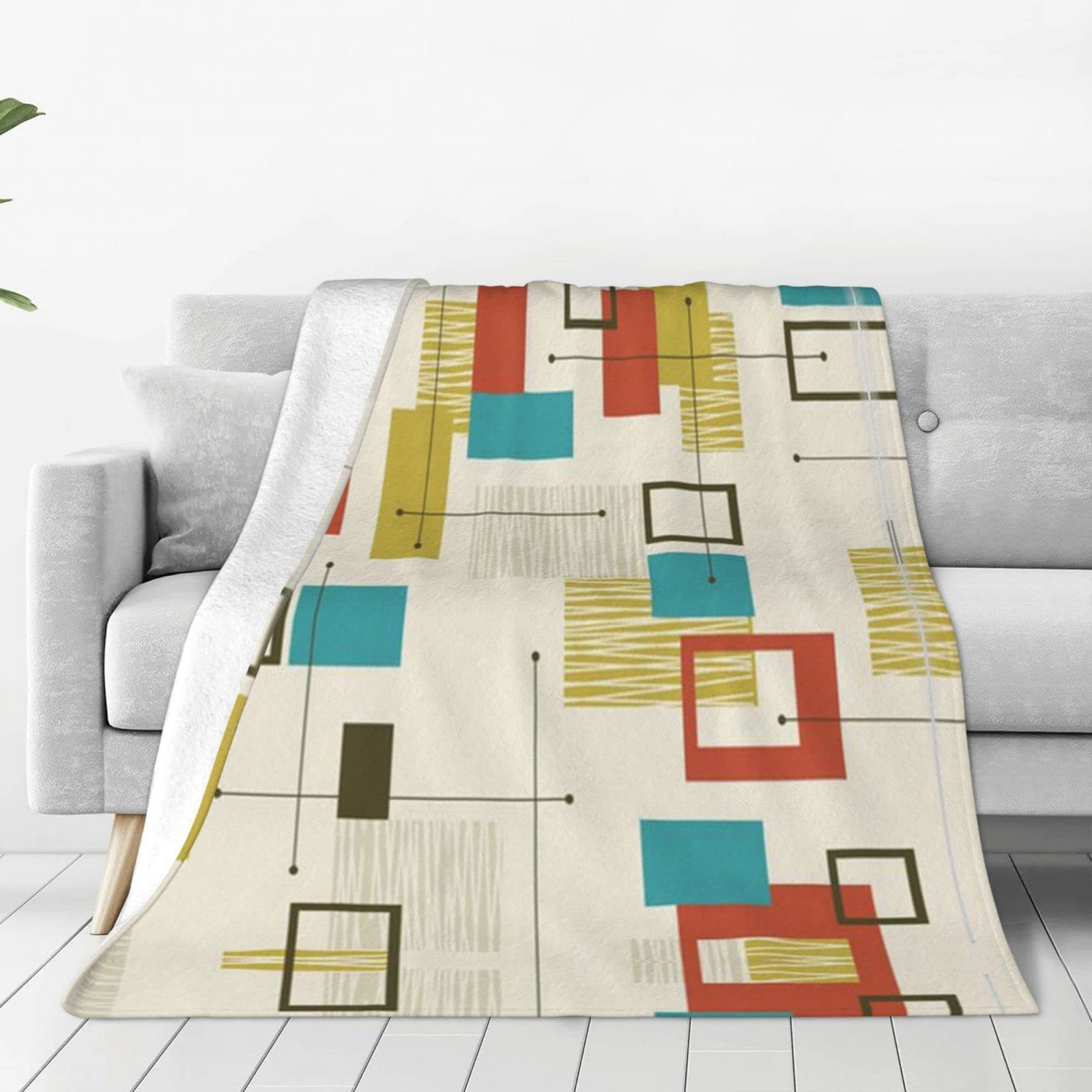 Couverture polaire moderne du milieu du siècle plaid flanelle chaude jeté canapé lit 152x127