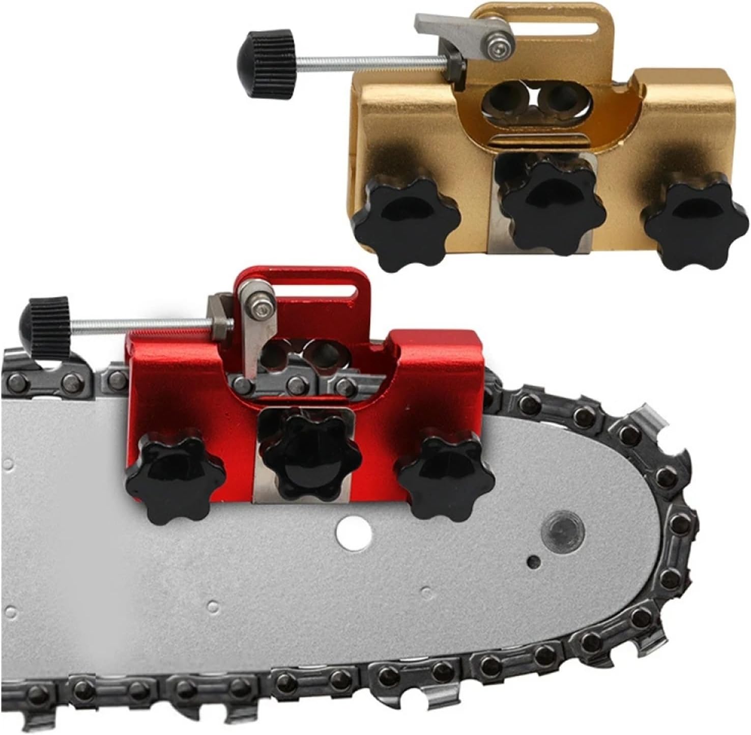 Woodworking Chainsaw Sharpener Chain Sharpening Jig for Electric Saws with Grinding Bit Manual Tools(Red)