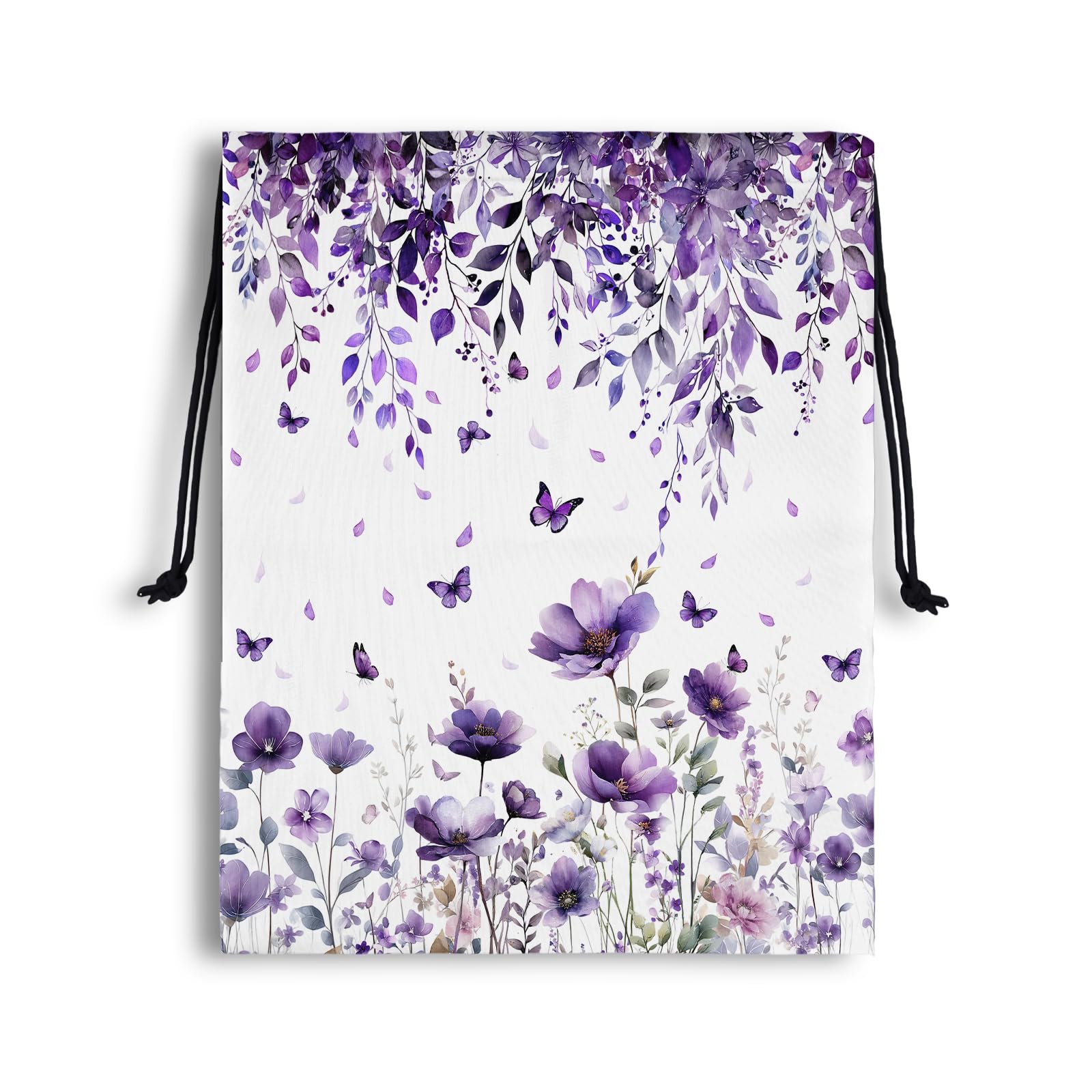 Drawstring Storage Bag Purple Butterfly Blossom Gymnastics Pouch Athlete Bag