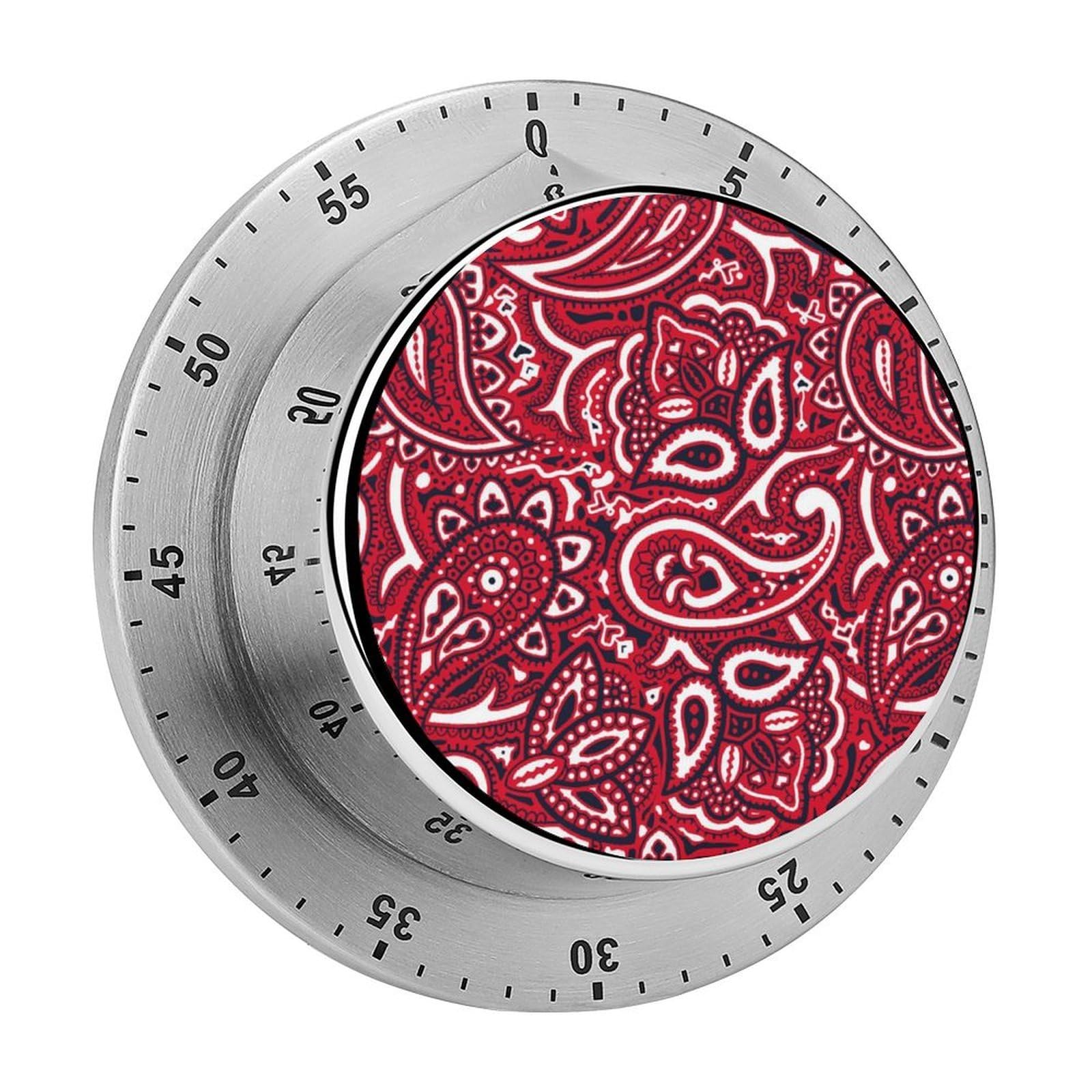Paisley Bandana Red Circular Rotating Timer, Suitable for Kitchen and Bedroom