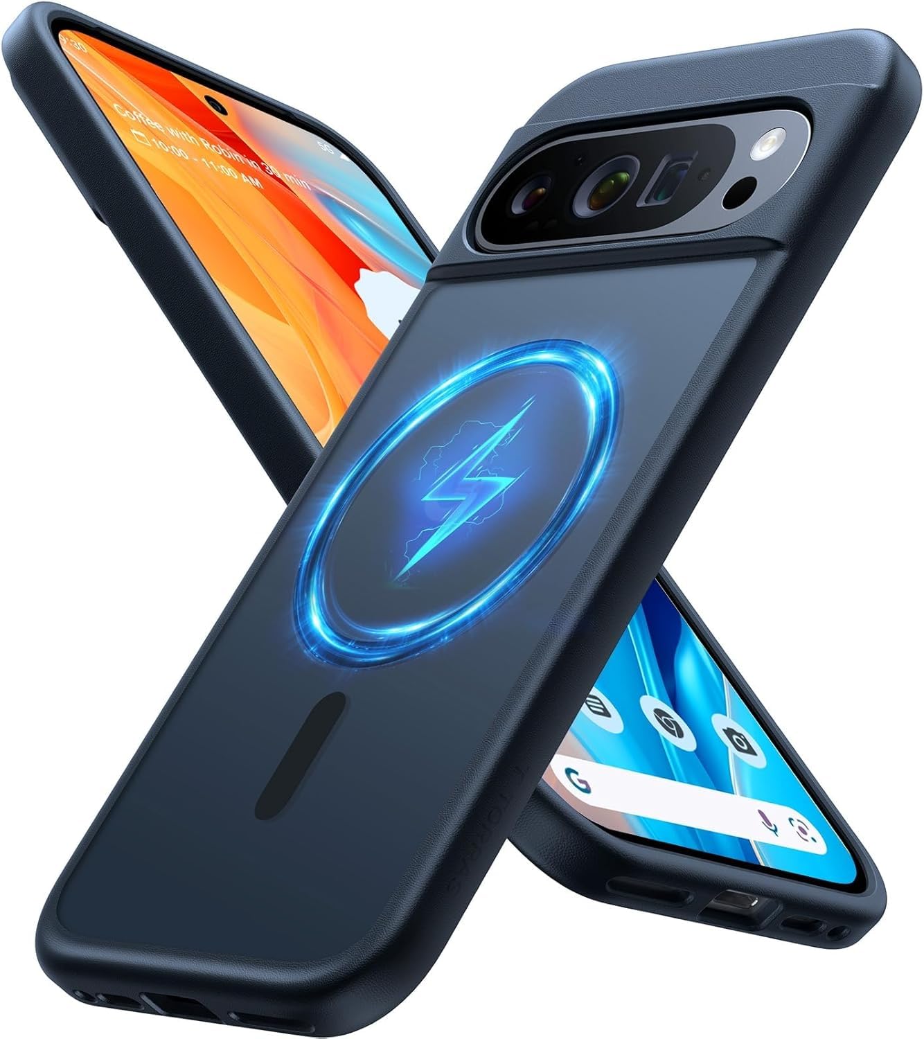 TORRAS Magnetic Shockproof for Google Pixel 9 Pro XL Case, [Fit for MagSafe][16FT Mil-Grade Drop Protection] Translucent Protective Anti-Fingerprint Anti-Scratch Case for Pixel 9 Pro XL, BlackClimatePartner certified