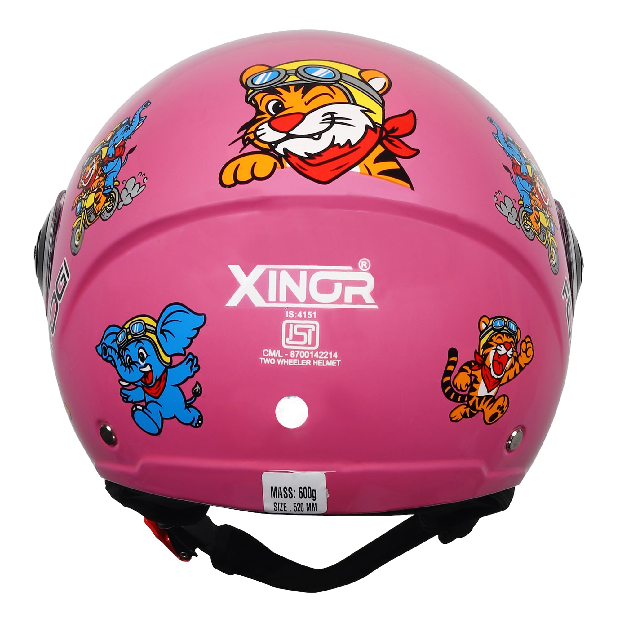 Kids Motorcycle Helmet by Xinor Fogi ISI Certified Ages 6-14 Years with Design - XS (Baby Pink) 4