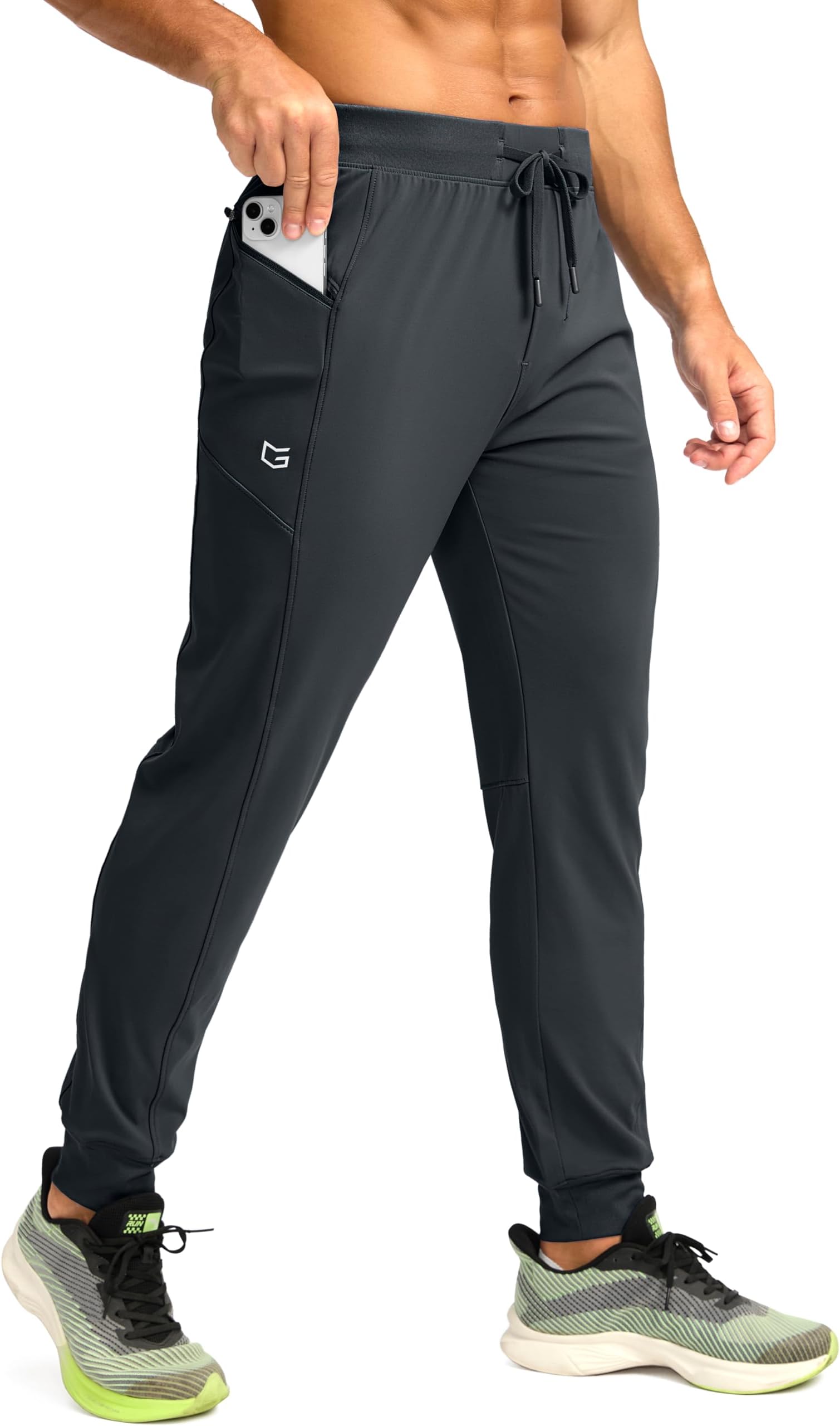 G GradualMen's Joggers with Zipper Pockets Stretch Tapered Sweatpants Athletic Pants for Men Workout Running Gym