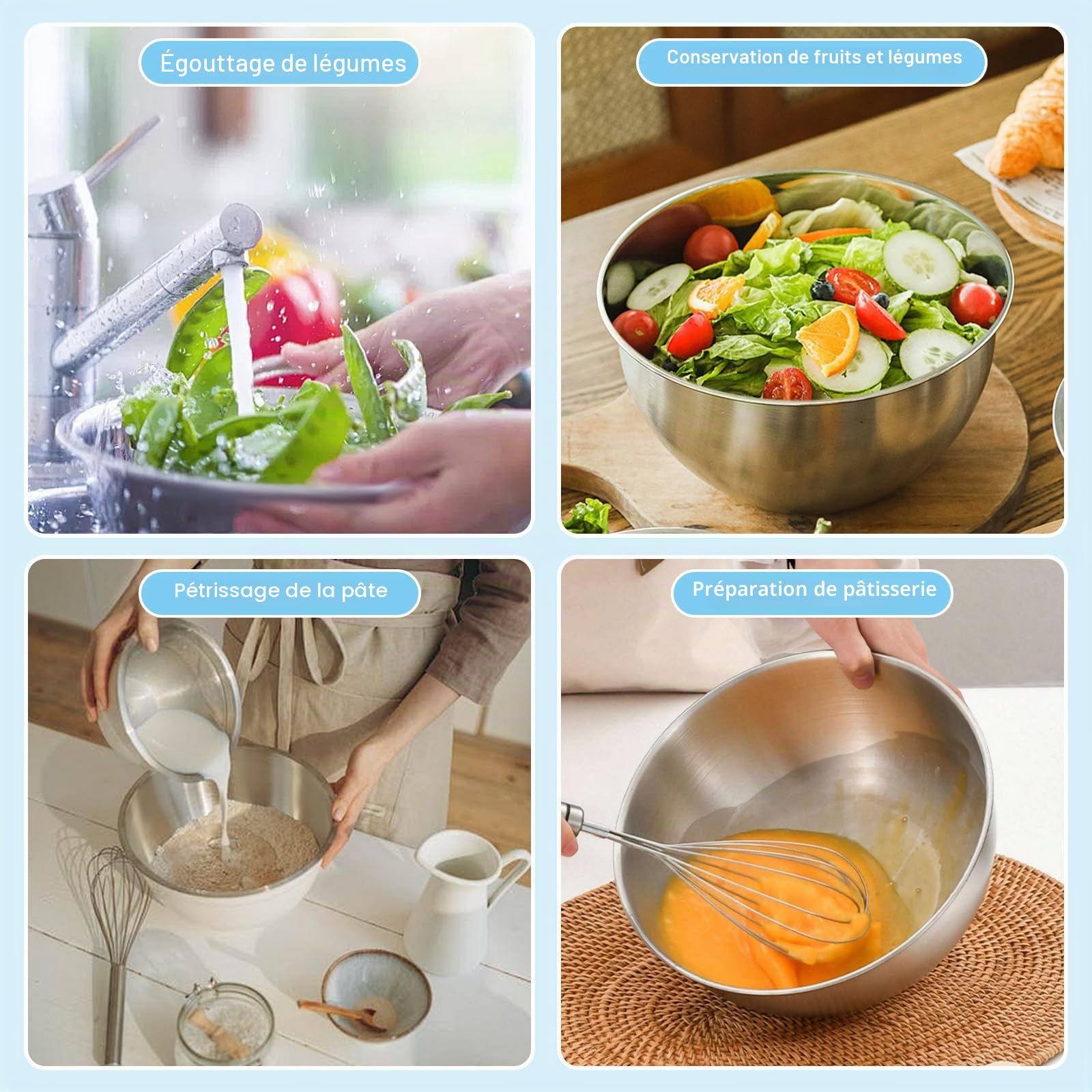 Essoreuse à salade, en acier inoxydable, 4,5 l, avec essorage automatique, fond antidérapant et rechargeable par USB, séchoir à fruits/légumes avec couvercle, grande salade spinner pour salade
