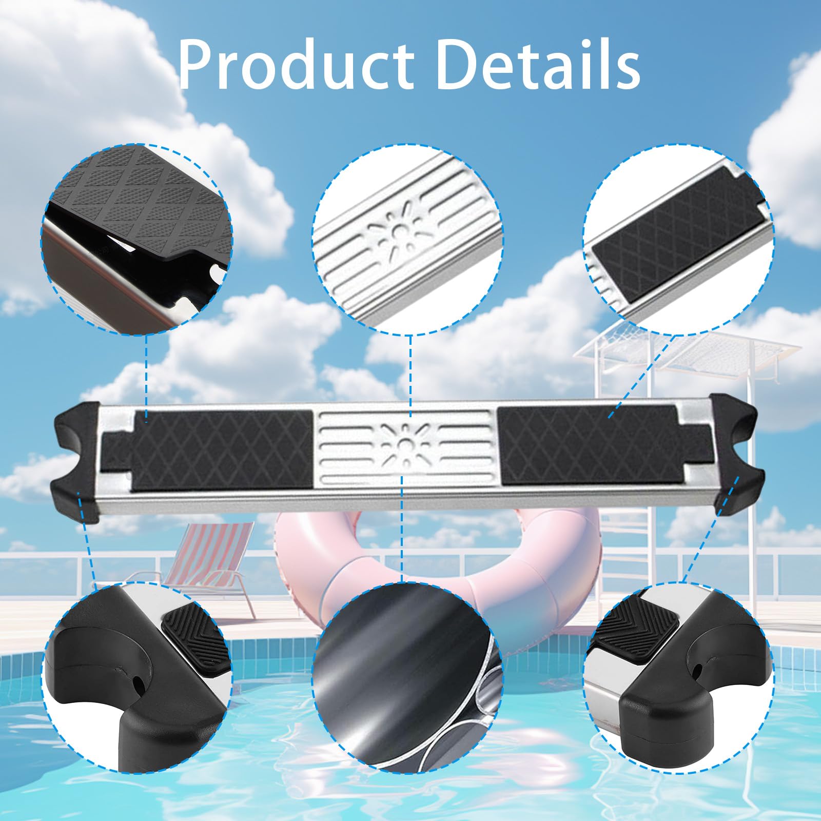 Marches D'échelle Piscine Antidérapante en Acier Inoxydable, 2 Pièces Pédale échelle Piscine Accessoires