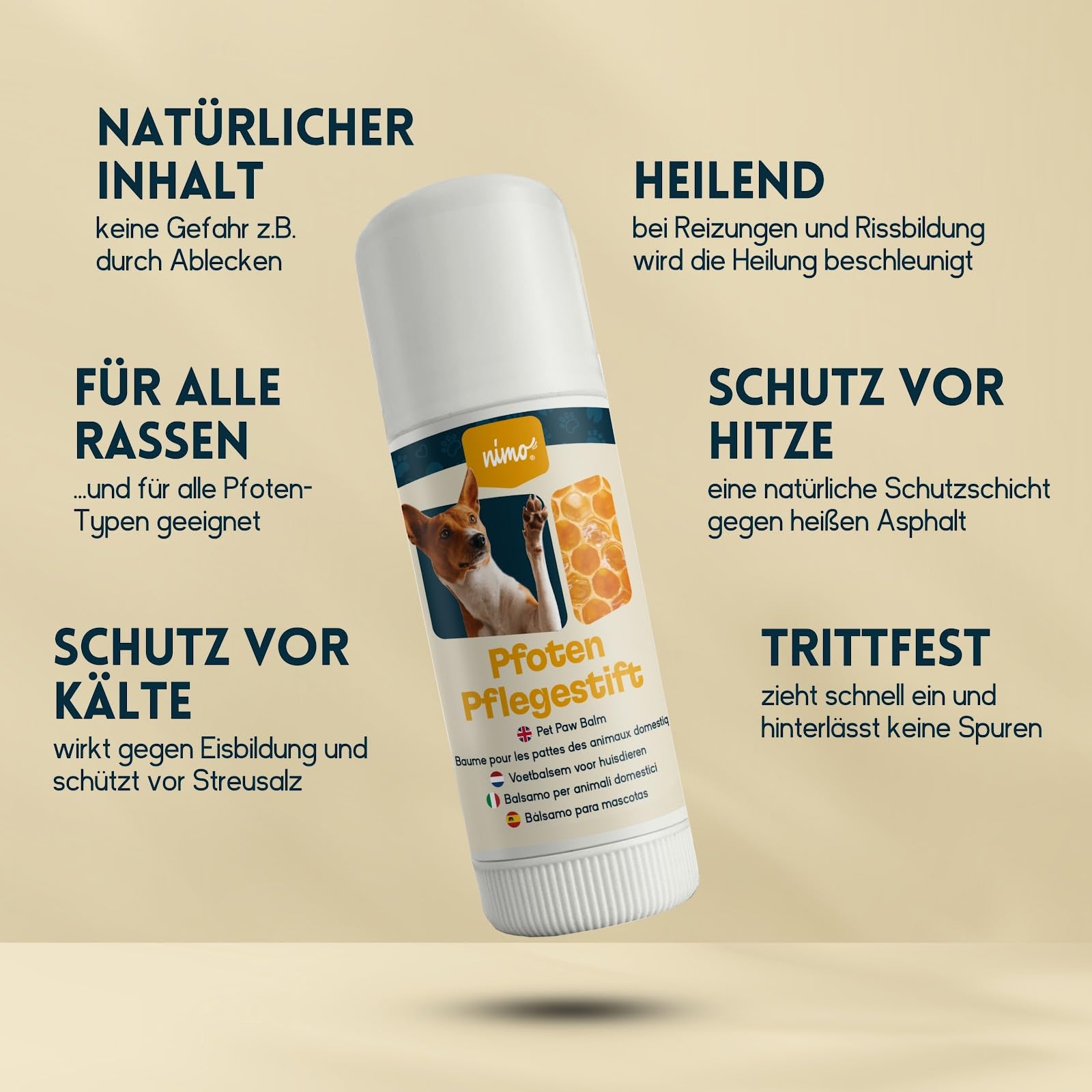 nimo® Paw Care Pen, Paw Balm for Dogs and Cats Paw Protection with Nourishing Beeswax & Propolis, Wound Protection for Dry Bunions - Image 3