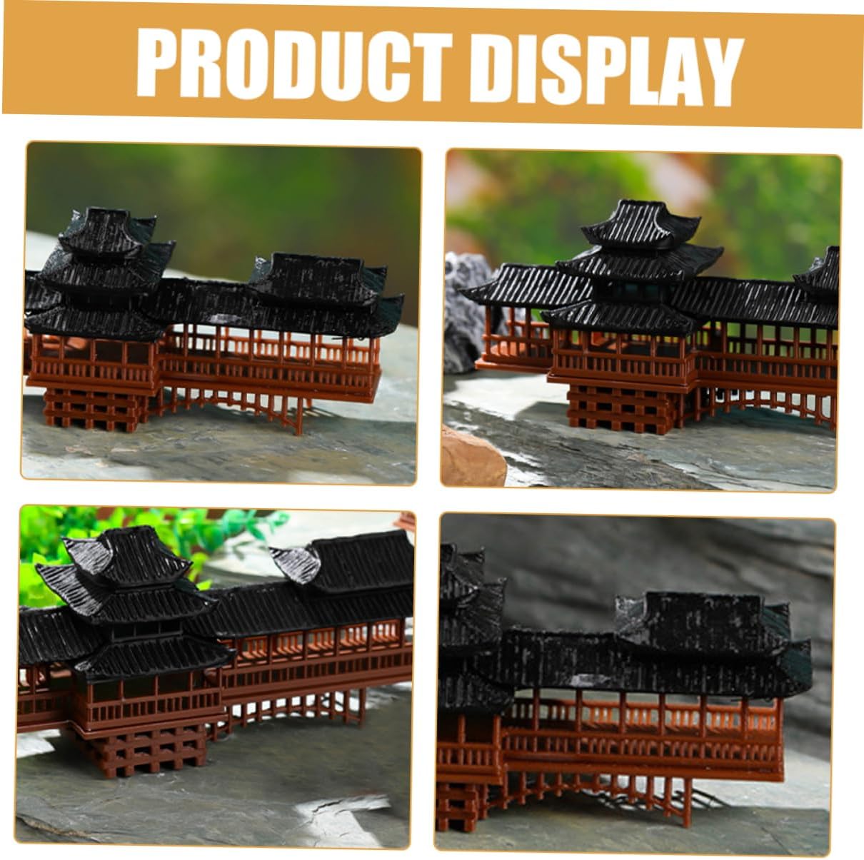 VOSAREA Antique Chinese Style Miniature Bridge Decor for Garden Landscape