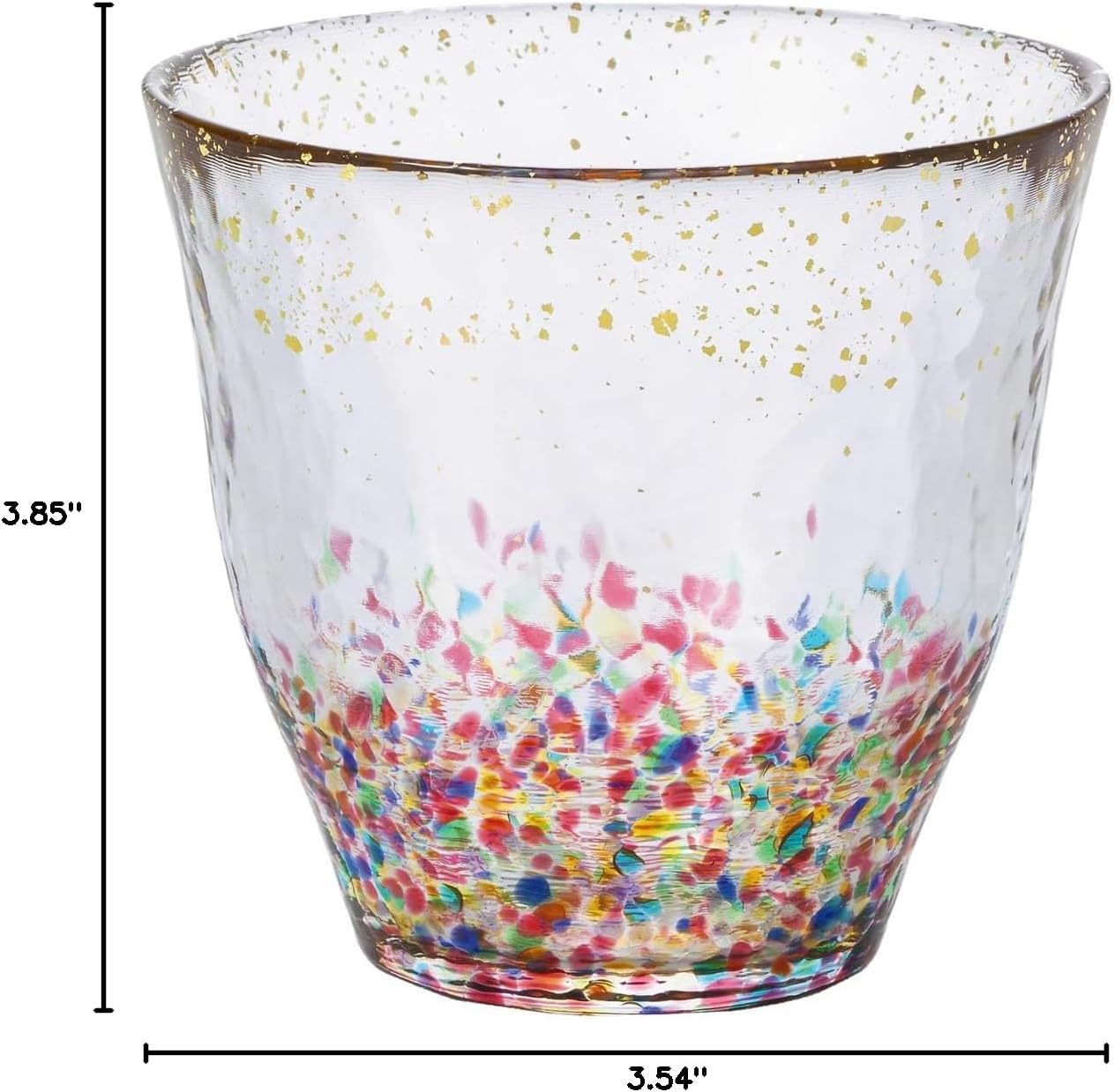 Aderia Tsugaru Vidro Rock Glass Hanabi Matsuri Gold Color 11.2 fl oz (330 ml) Made in Japan Handmade (Hanabi (Fireworks))