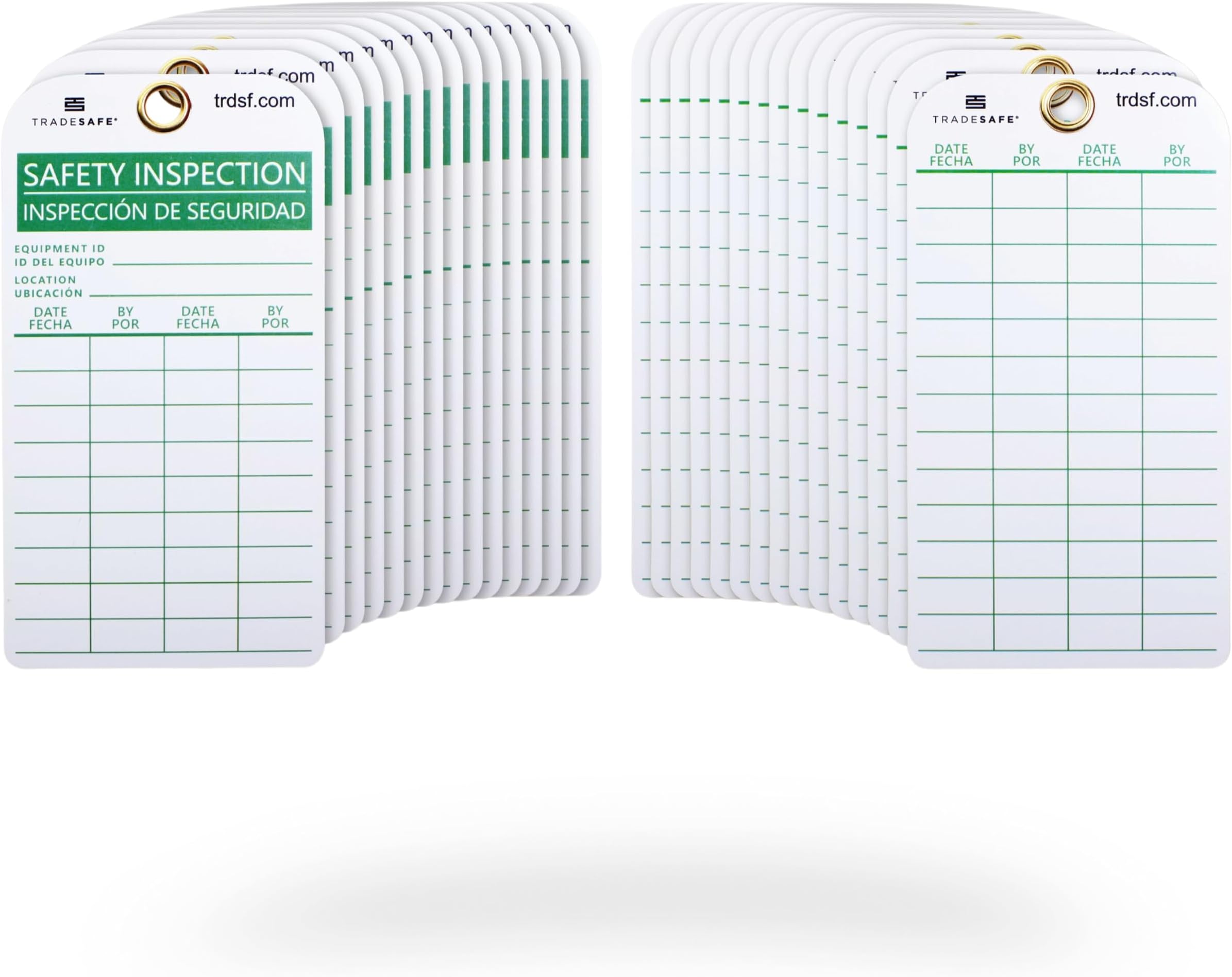 Bilingual Safety Inspection Tags, Inspección de Seguridad - 30 Safety Tags with 30 Zip Ties, Durable 32 mil Vinyl, Inspection Record Tag for Scaffolds, Ladders, Fire Extinguisher, Machinery