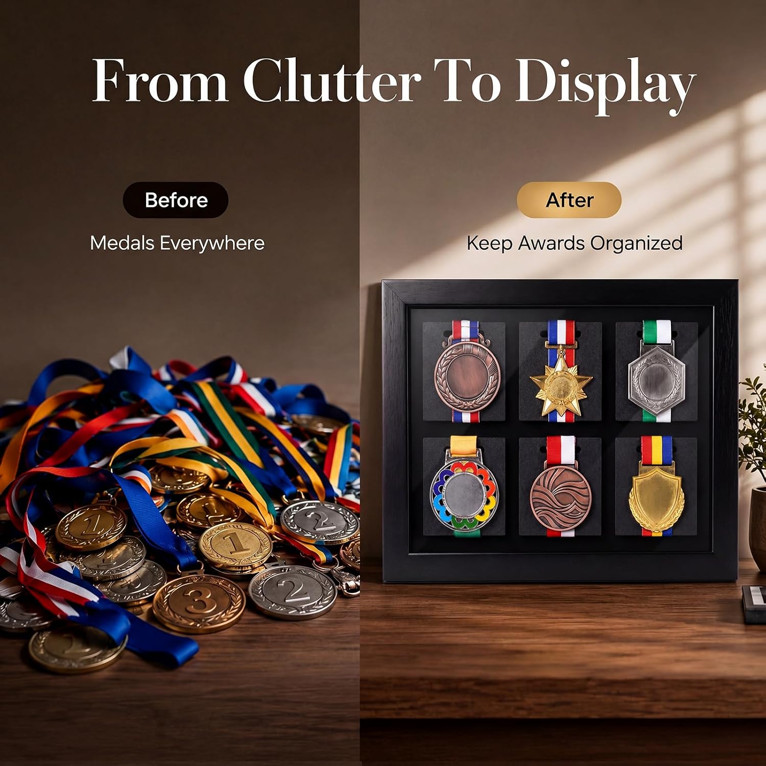 Silipull 6 Medals 3D Large Medal Shadow Box Display Case with Glass Cover, Medal Holder Display Frame 98% UV Protection 13.4 x 10.6 Inches for Runners Marathon Triathlon Soccer Gymnastics All Sports