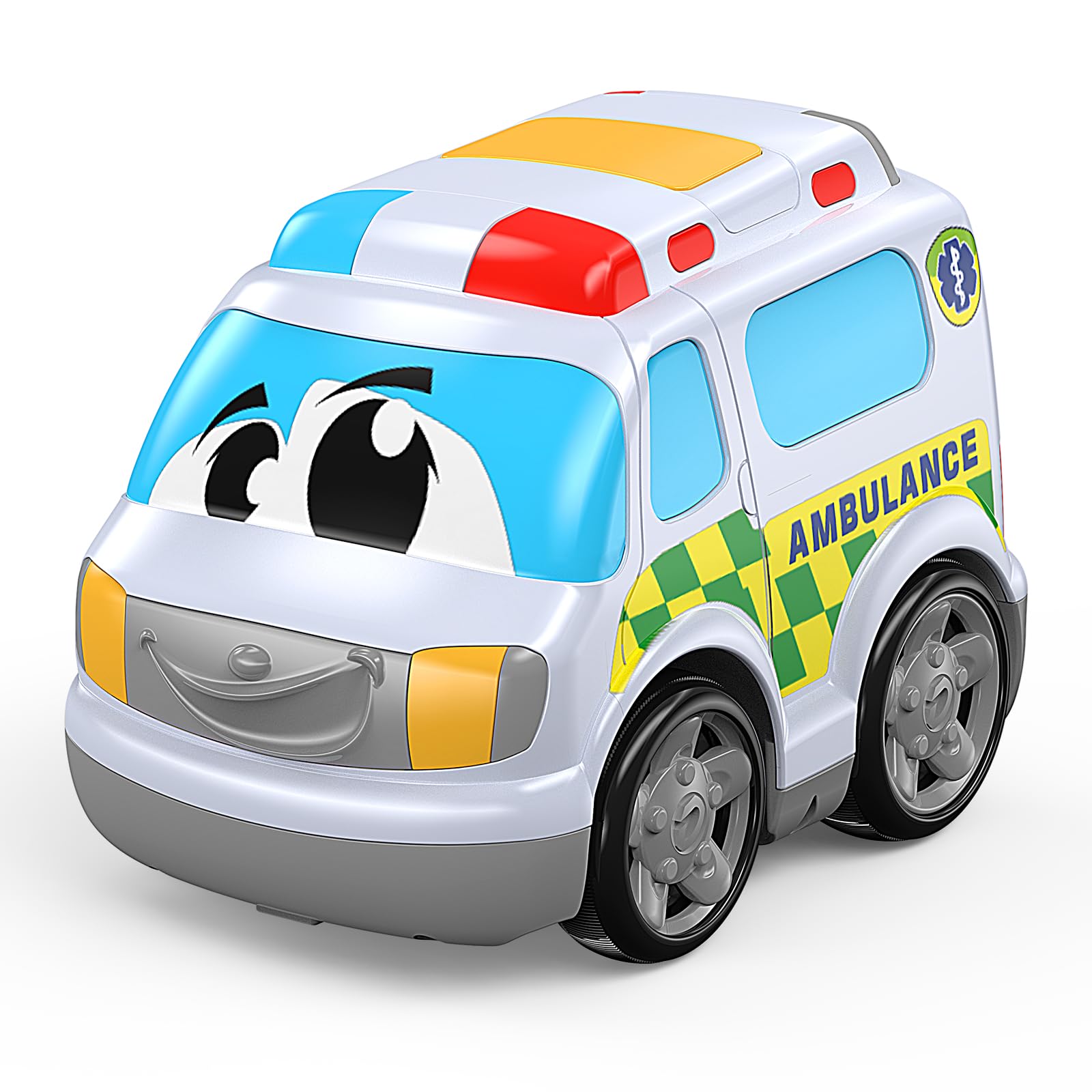 JOLLY FUN Krankenwagen Spielzeug 2.4G RC Spiel Krankenwagen Ambulanz Spielzeug 19CM mit Lichtern Ferngesteuertes Auto ab 2 3 Jahre Frühlernspielzeug Ferngesteuertes Auto Geschenke für Jungen Mädchen