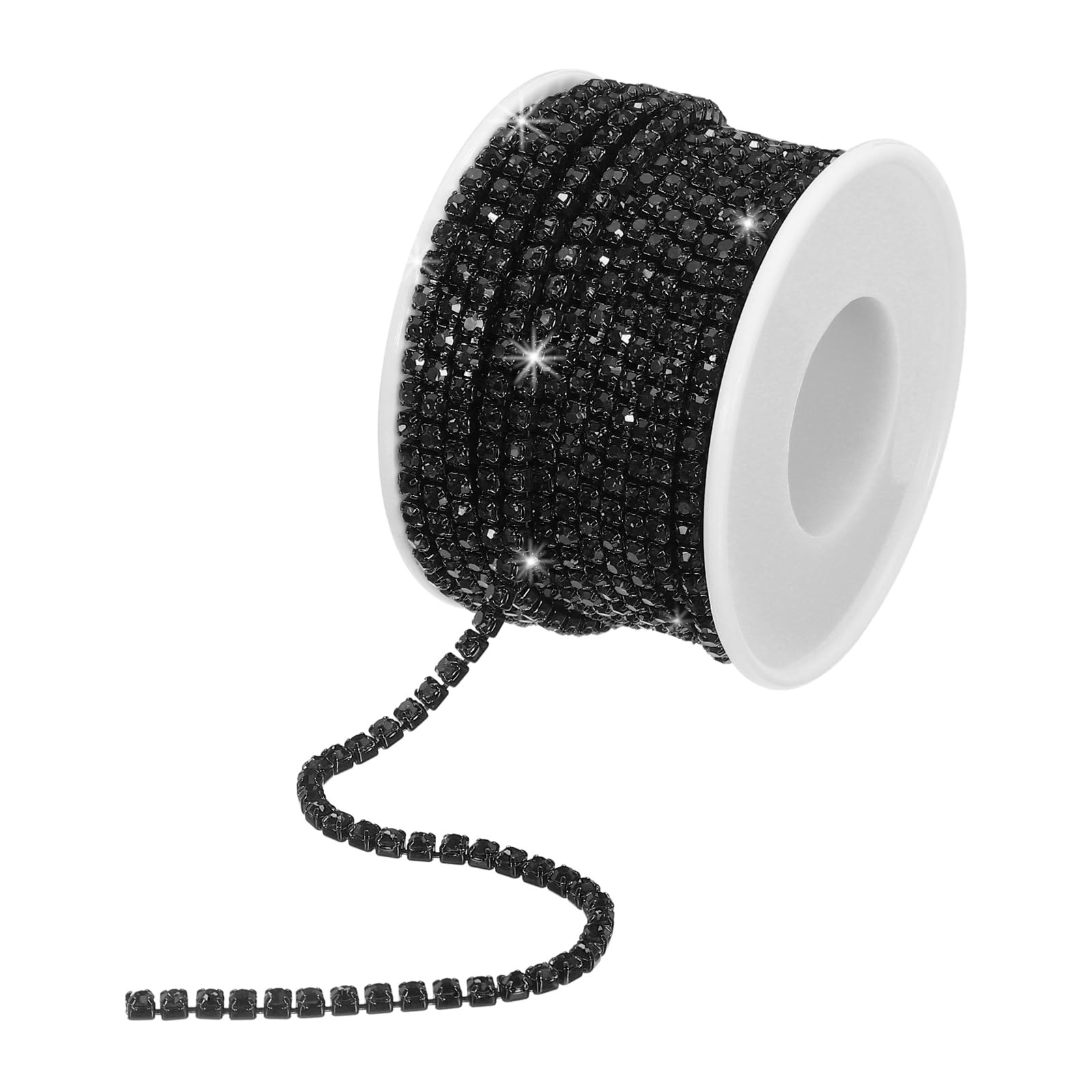 QUARKZMAN 10 Iarde 3mm Cristallo Strass Diamante Catena Chiusura Coppa Rifinito Catena per Cucire Artigianato Gioielli Fai da Te Decorazioni Matrimoni Gemme Nero Base Nero
