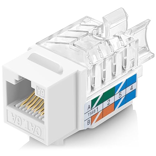 Miniatura 34 de Everest - Paquete de 50 conectores Keystone RJ45 Cat6 en ángulo de 45°, color negro, conectores RJ45 hembra de perfil delgado, conector Keystone Cat