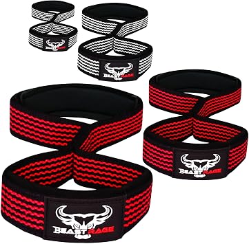 BEAST RAGE Heavy Duty Lifting Wrist Straps for Weightlifting, Figure 8 Loop Powerlifting Deadlift Strap Wraps Weights Padded Support Professional Fitness Gym Bodybuilding