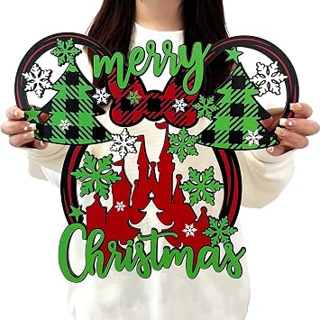 Merry Christmas Mouse Wooden Sign - Welcome Hanging for Christmas Door or Wall