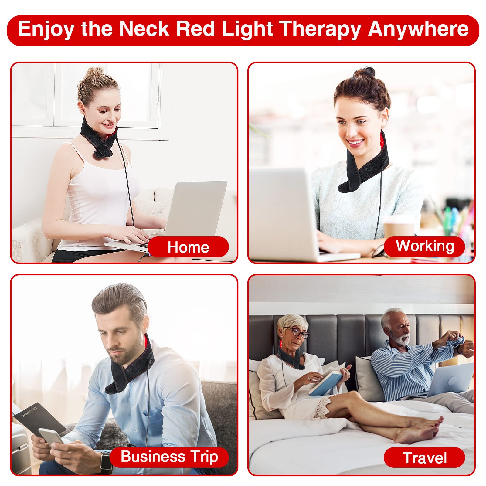 JOBYNA Infrarottherapie & Rotlichttherapie für Nacken, 660nm & 850nm LED Rotlichtlampe Infrarotlampe, Red Light Therapy Einstellbarer Temperatur für Körper, Arm, Handgelenk, Knöchel, Fuß Schmerz