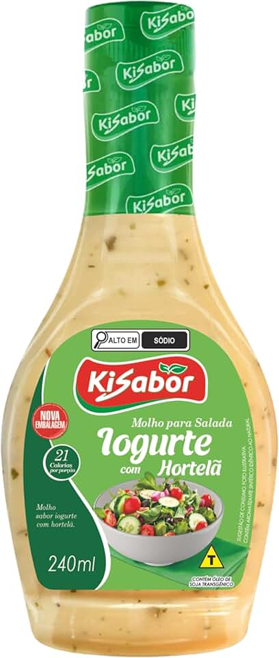 Molho para Salada, Sabor Iogurte com Hortelã, Kisabor, 240 Gramas