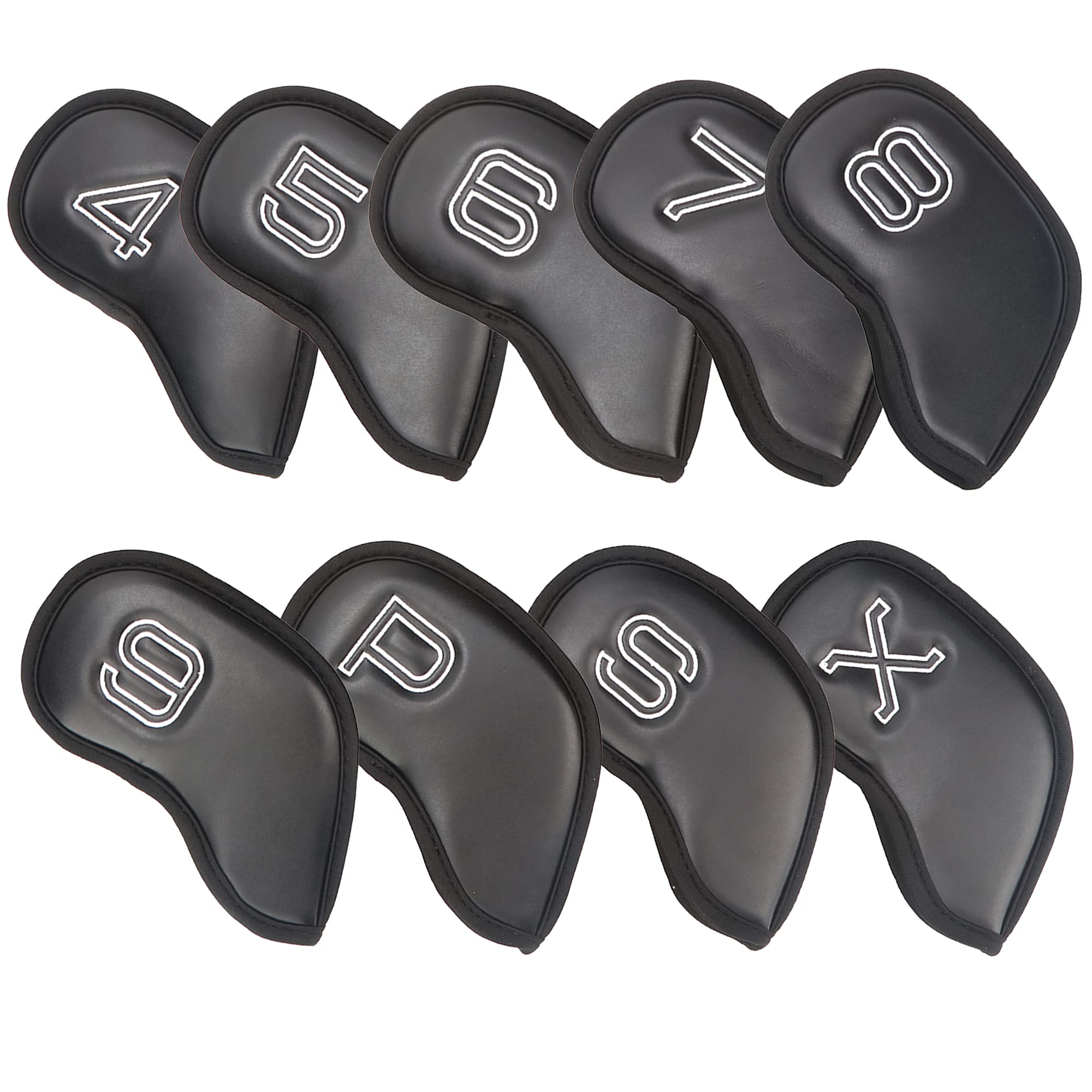 GOTAYA Golf Iron Head Covers 9pcs Set | Universal Fit Suitable for Callaway Mizuno Titleist Ping XXIO Taylormade | Black Synthetic Leather Magnetic Closure Modern Simple Design