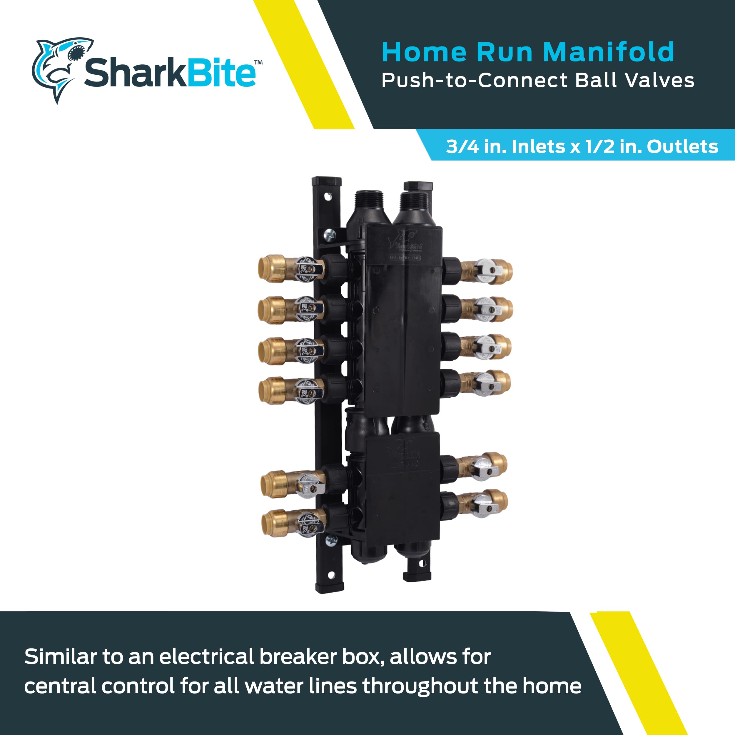 SharkBite PM012SB Colector de jonrones a presión para conectar, negro