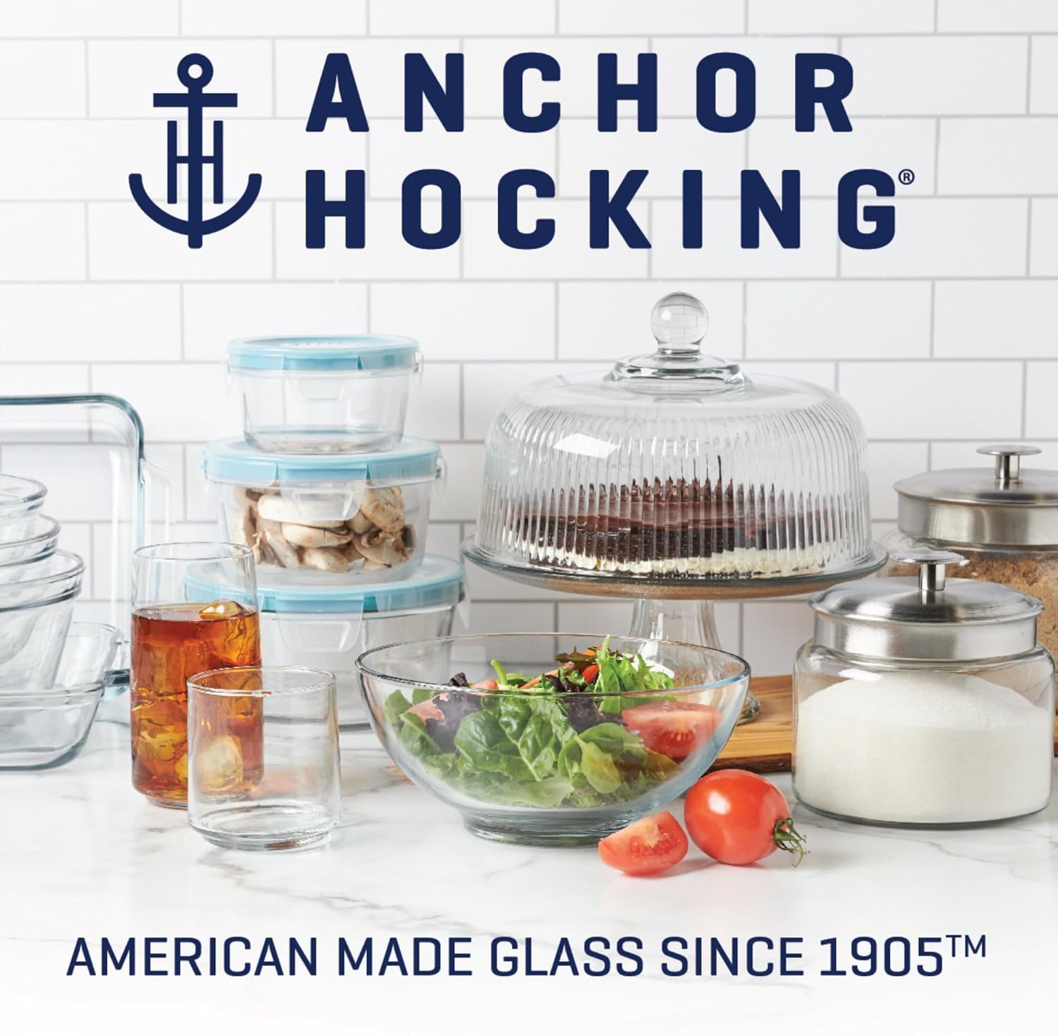 Anchor Hocking - Fiambreras clásicas de cristal con tapa