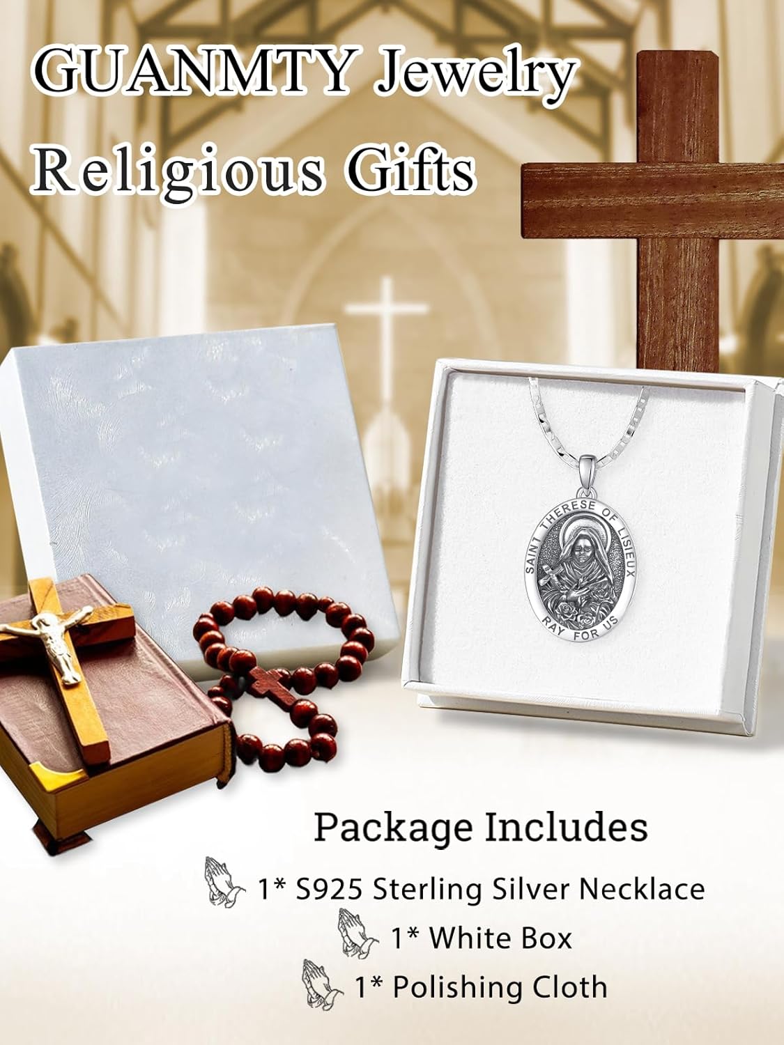 St Therese of Lisieux Medal Sterling Silver Saint Therese of Lisieux Medal Pendant Necklace Catholic Necklace Religious Jewelry Christian Gifts for Women - Image 6